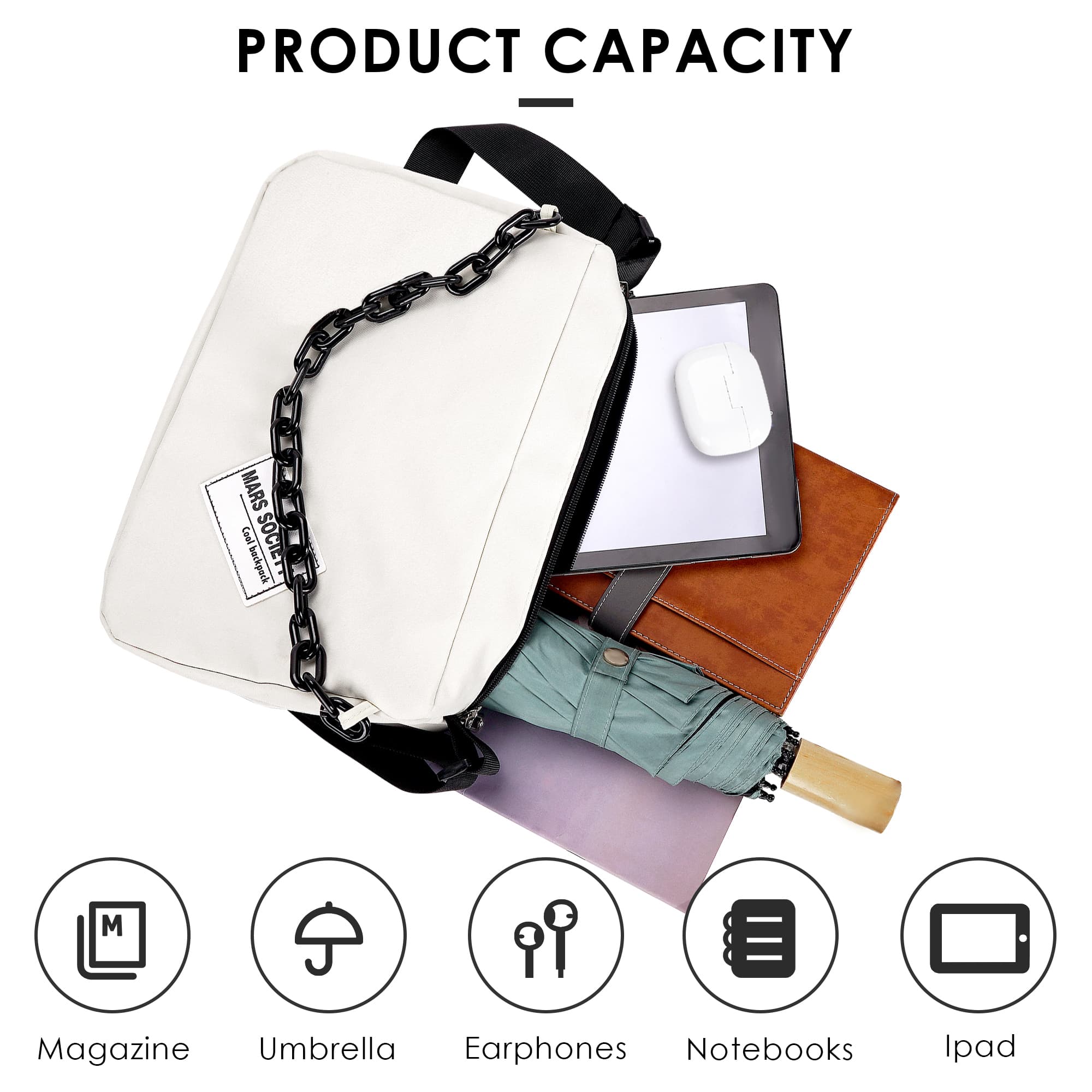 ReignSword Large Capacity Messenger Purse with Adjustable Strap, Nylon Crossbody Sling Shoulder Bag for Women Men, Beige - 4