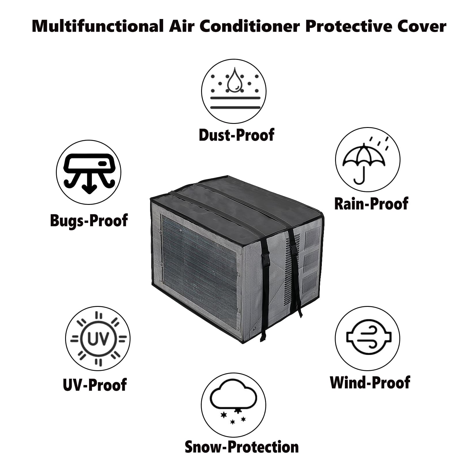 ReignSword Outside Mesh Window Air Conditioner Cover, Window Ac Unit Cover to Protect Against Leaves, Weeds and Debris (25.5''W x 16.9''D x 21.2''H) - 4