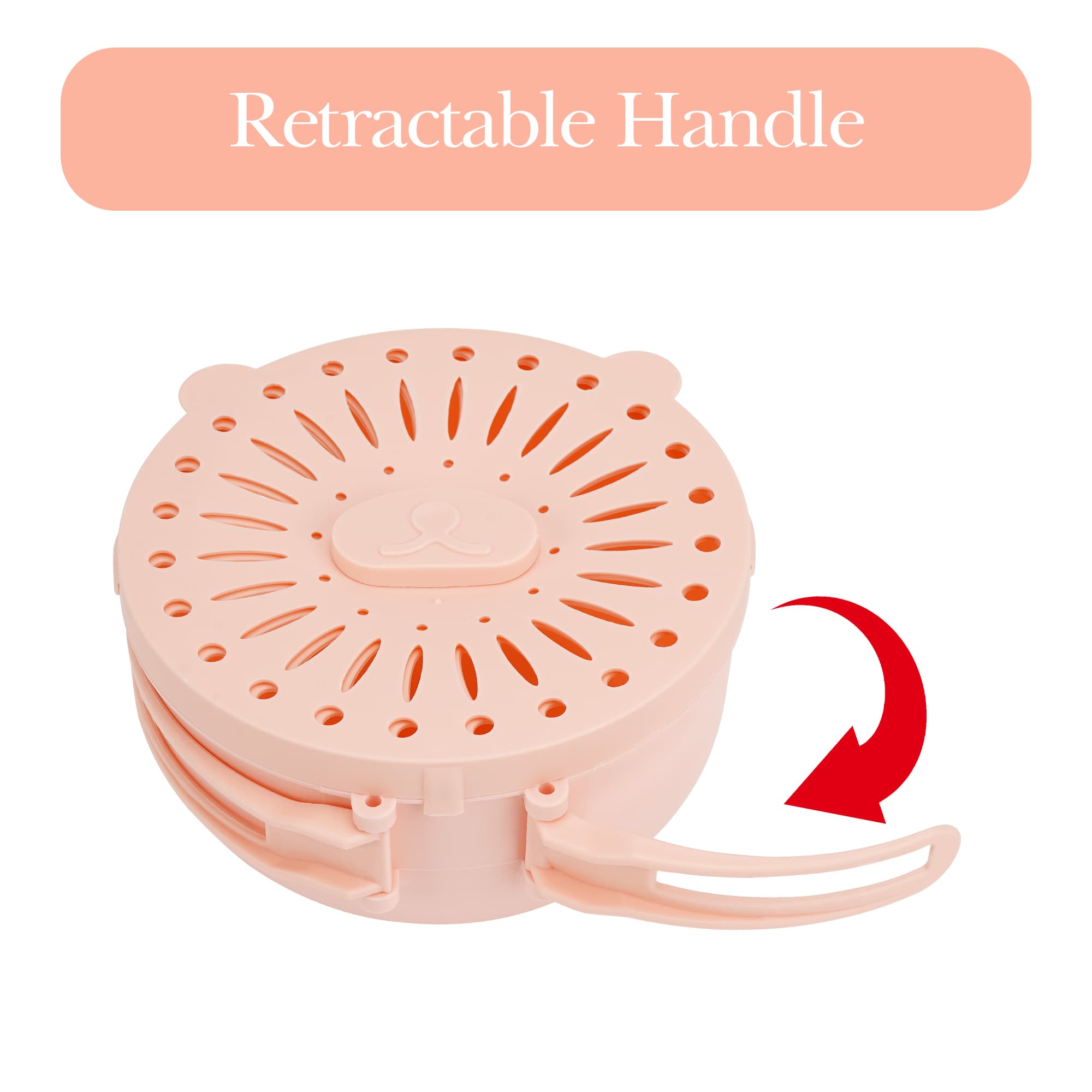 ReignSword Multipurpose Drain Basket with Lid, 2 in 1 Draining and Preservation Basket, Fruit Drainer Container with Fine Holes and Handle for Refrigerator, Kitchen Sink (Pink) - 2