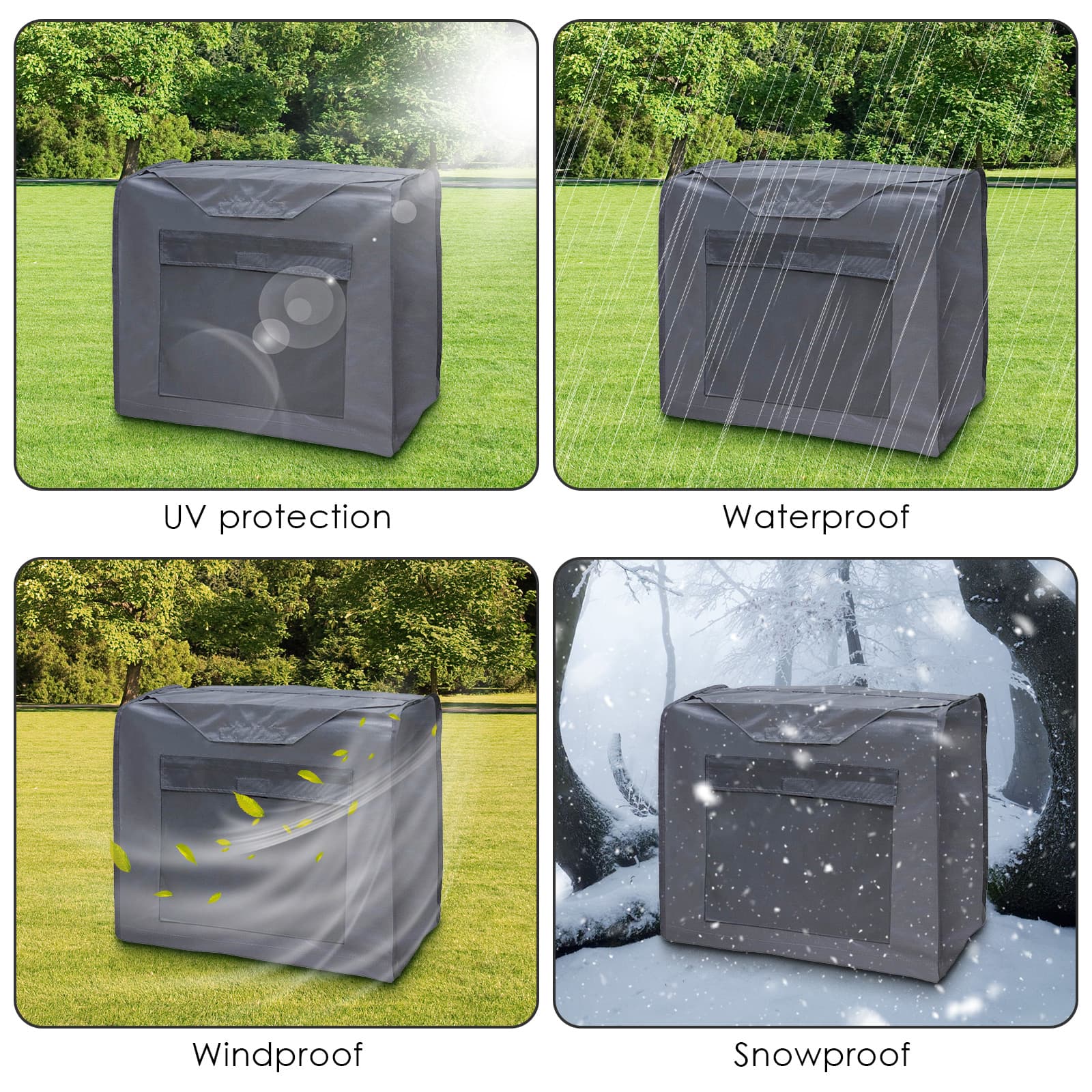ReignSword Outdoor Generator Cover 20.4x11.4x16.1 Inches, Portable Equipment Cover for Most 2000W-2500W Outdoor Inverter Generators, Compatible with Honda EU2000i, 2200i, Camco (Black) - 3