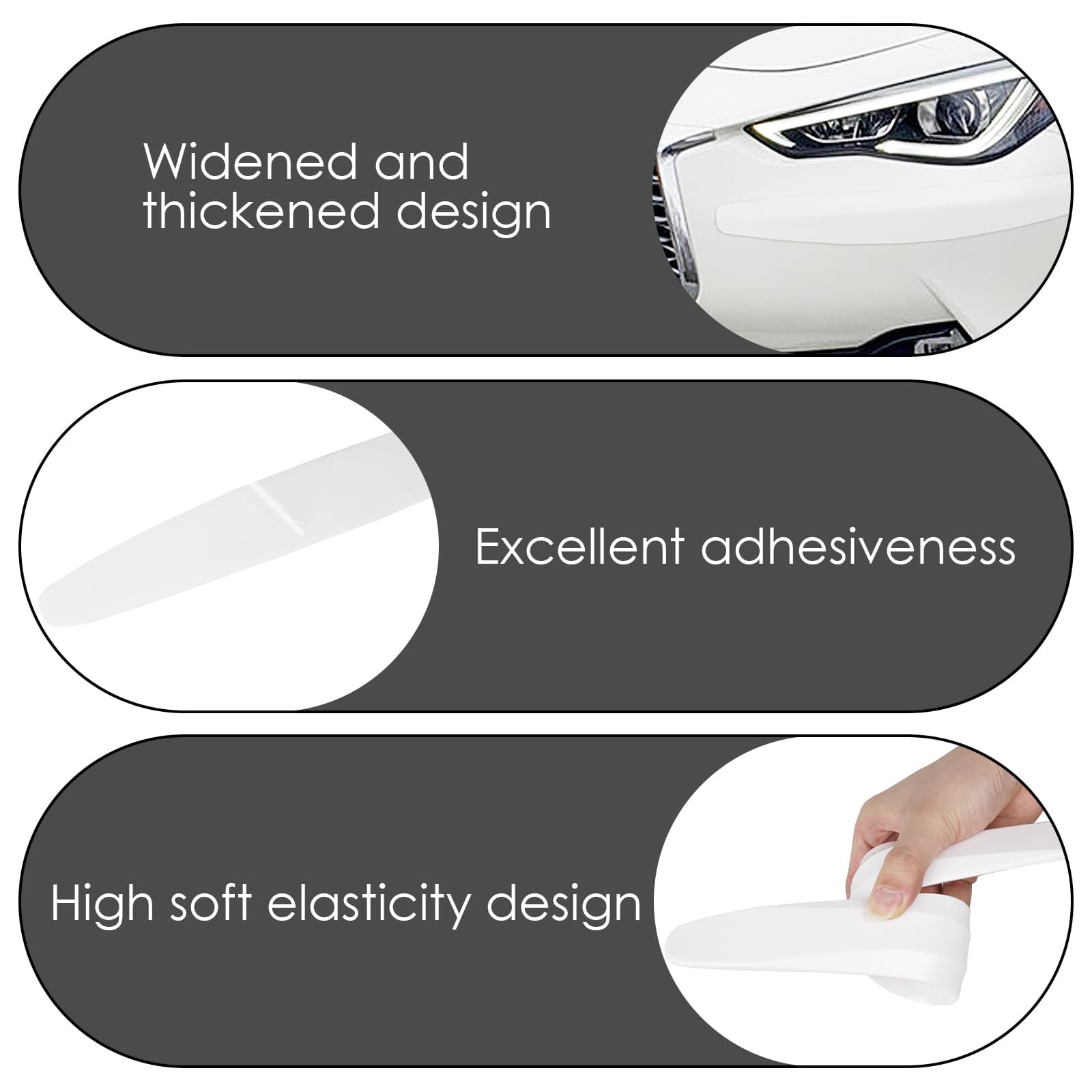 ReignSword 4 Pcs Car Corner Bumper Guard Strip, Anti-Scratch Protector Trim Strips, Universal for Cars SUV Pickup Truck (White) - 2