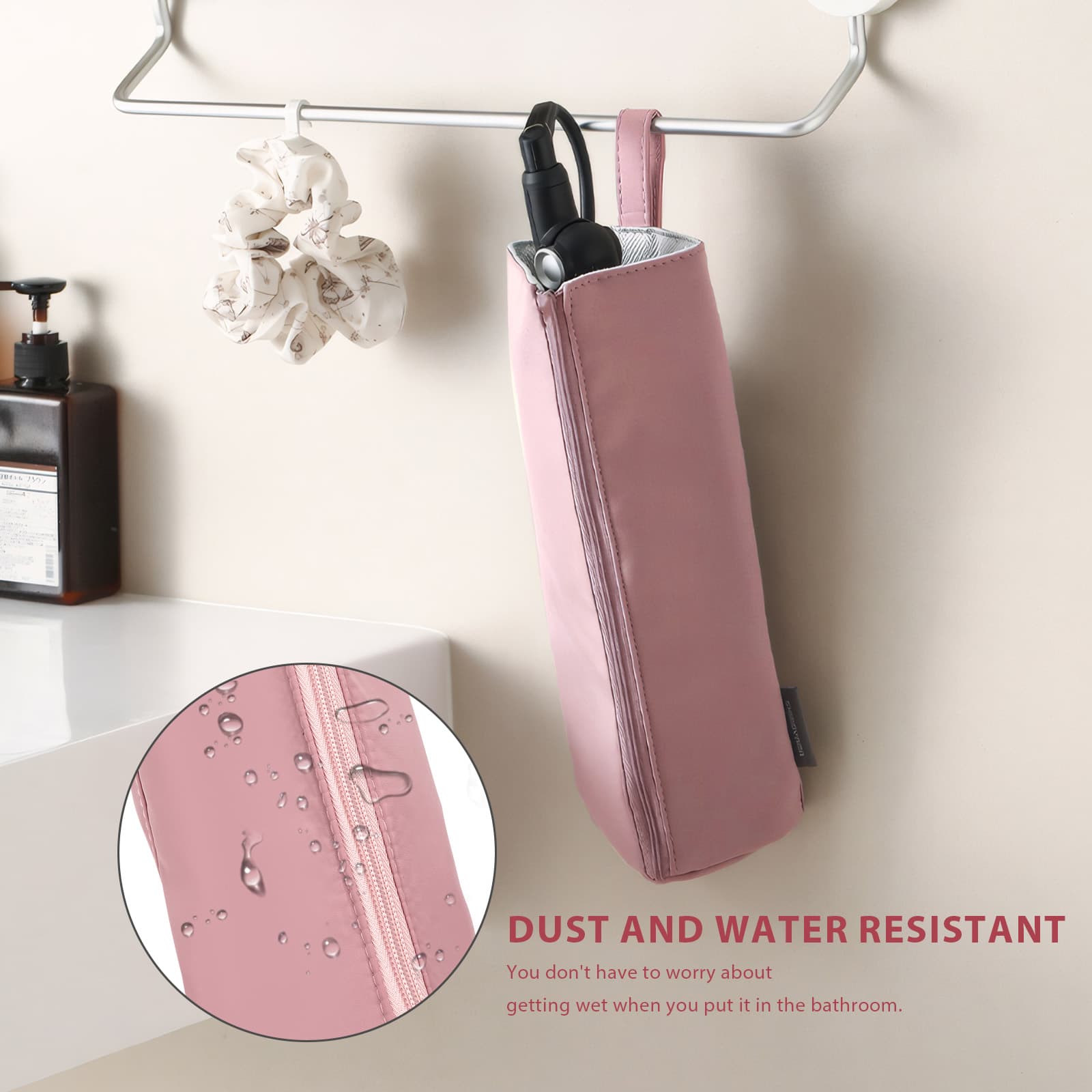 ReignSword Hair Tools Travel Bag, Heat Resistant Hot Iron Holder, Portable Hot Iron Mat for Curling Iron, Flat Iron, Hair Straightener (Pink) - 4