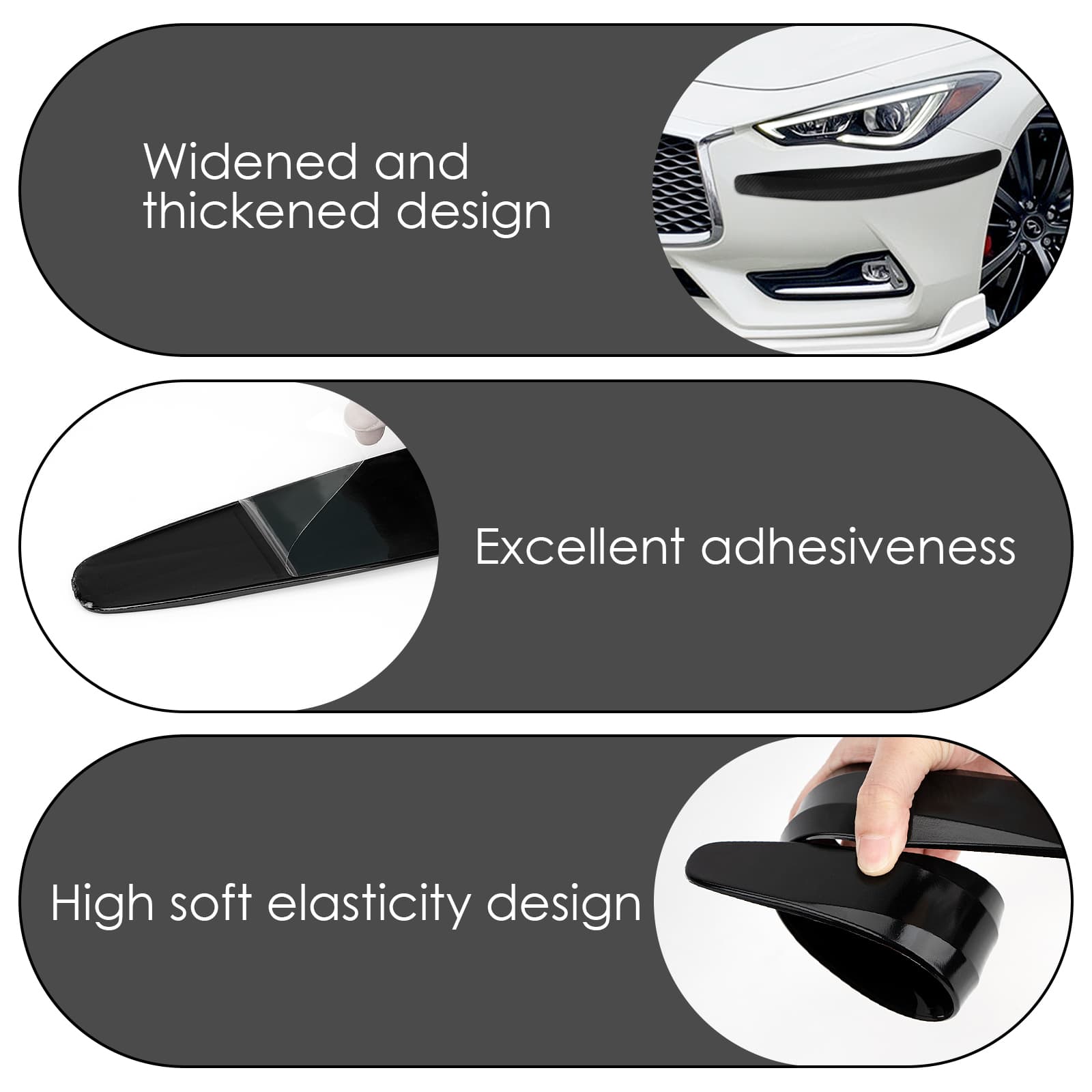 ReignSword 4 Pcs Car Corner Bumper Guard Strip, Anti-Scratch Protector Trim Strips, Universal for Cars SUV Pickup Truck (Black) - 2
