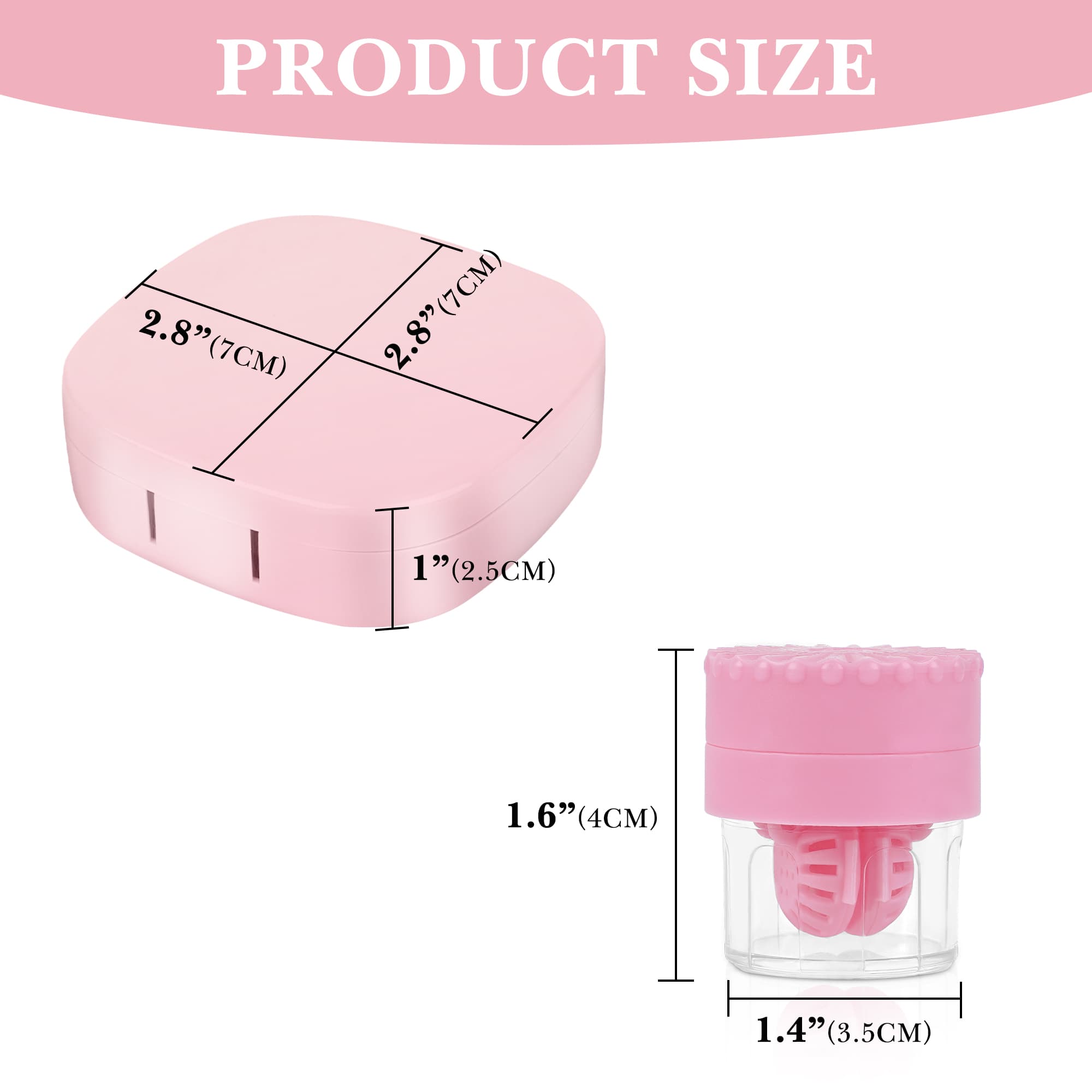 ReignSword 2 Pack Contact Lens Case with Manual Cleaner, Portable Travel Contact Cases Kit with Mirror for Daily & Outdoor Use,  Includes Solution Bottle Tweezers Cleaning Tool (Pink & Blue) - 1