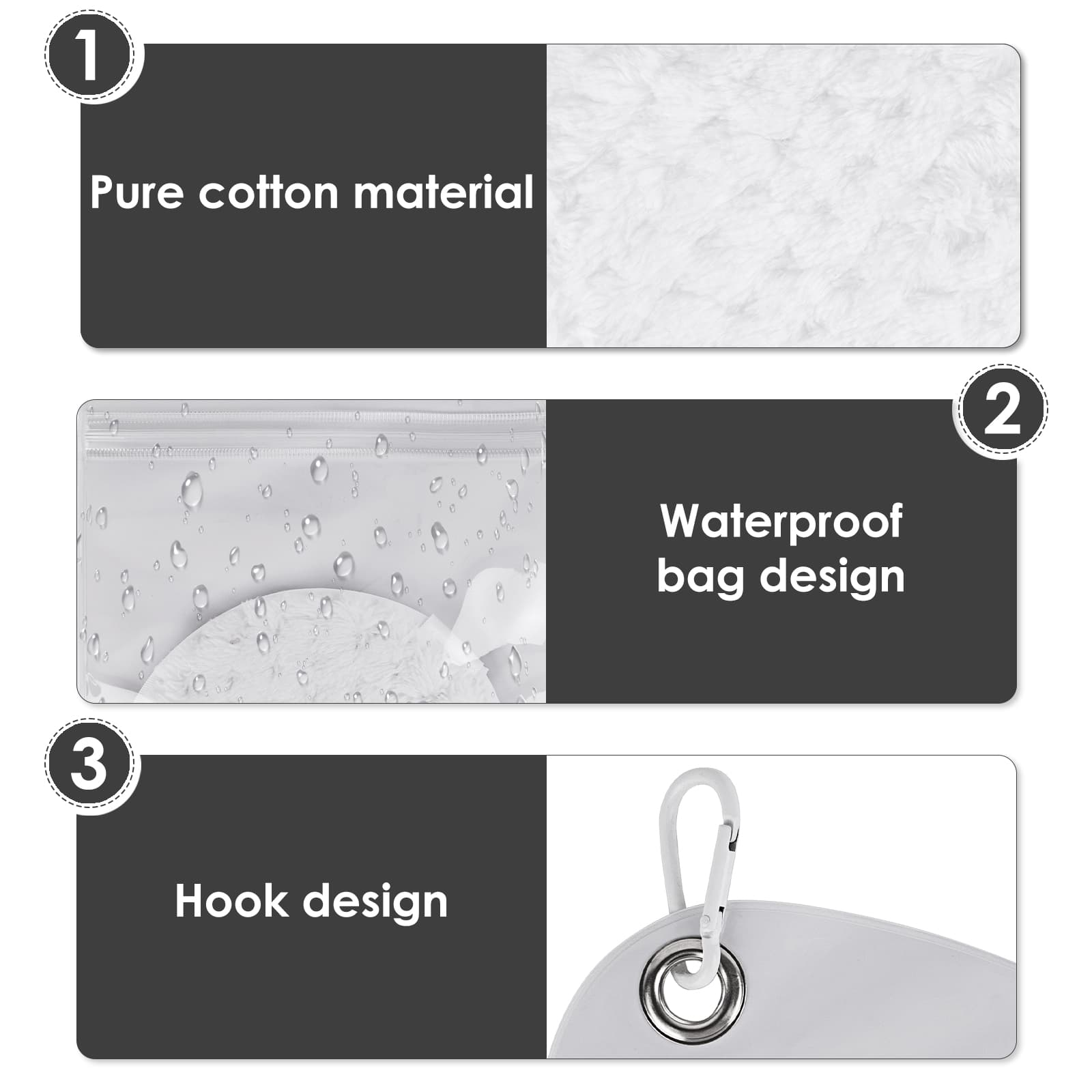 ReignSword Sand Remover for Beach, Reusable Sand Wipe Off Mitts with Carabiner, Talc-Free Sand Off Bags for Beach Vacation Camping Essentials (White) - 3