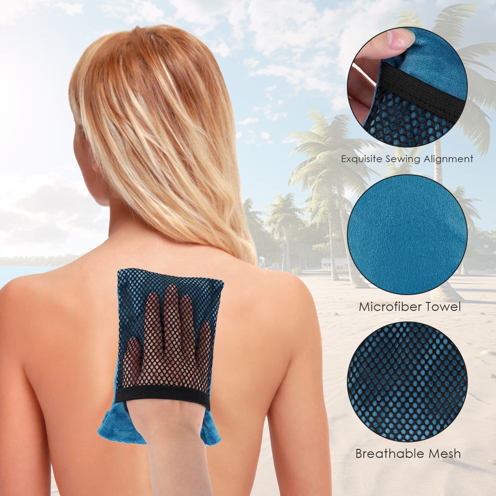 ReignSword 2 Pack Sand Remover for Beach, Sand Removal Bags, Skin-Friendly Sand Off Bags, Beach Vacation Camping Accessories Essentials (Blue) - 2