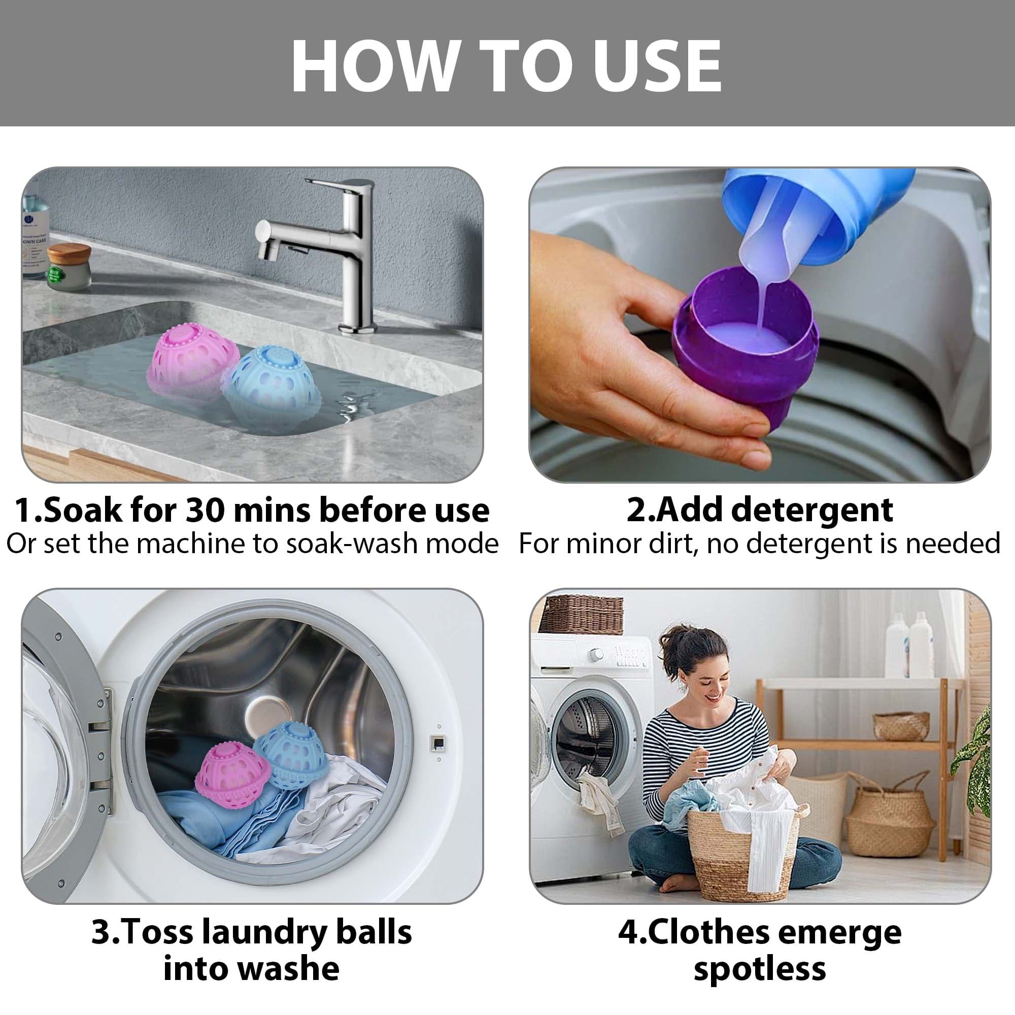 ReignSword 4 Pack Pet Hair Remover for Laundry, Anti-Entanglement Reusable Floating Dog Cat Fur Dryer Catcher Balls for Washing Machine, Lint Trap Cleaner & Pet Hair Lint Catcher for Clothes - 3