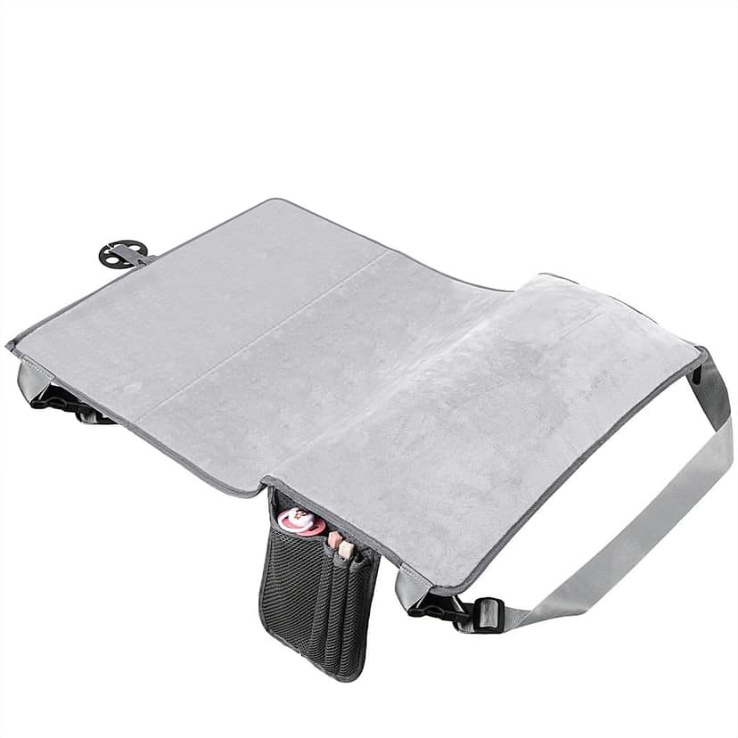 ReignSword Velvet Travel Airplane Bed, Portable Inflatable Foot Rest for Men and Women, Lightweight Travel Essentials (Grey)