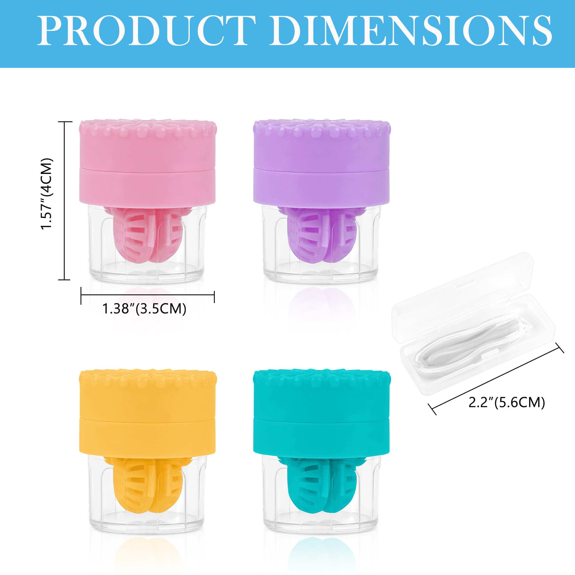 ReignSword 4 Pack Manual Contact Lens Cleaners Set with White Applicator & Removal Tool, Cute Contact Lens Case, Portable Travel Solution Soaking Kit - 1