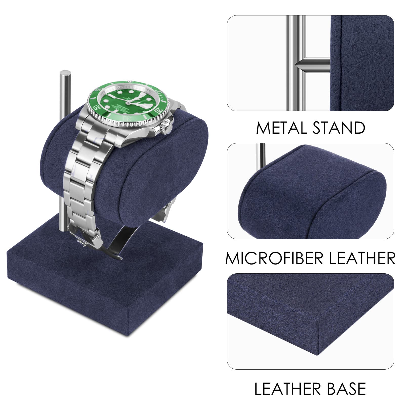 ReignSword Adjustable Watch Display Stand Holder, Wrist Watch Display Organizer Holder for Men and Women (Blue) - 2