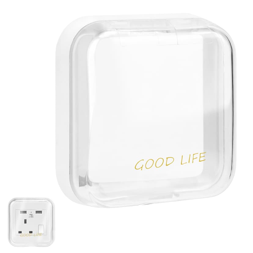 ReignSword Weatherproof Electrical Outlet Cover, Adhesive Outdoor Receptacle Cover, Dust-Proof Plug Cover, Receptacle Protector for Bathroom, Kitchen and Balcony (White)
