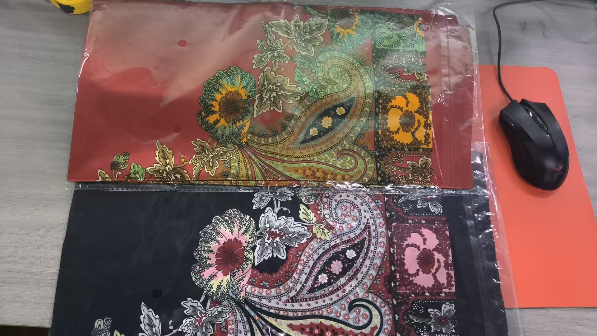 ReignSword 35” Large Square Head Scarf for Women, 2 Pcs Like Silk Hair Fashion Scarves, Silk Bandana Scarf for Hair Wrapping (Red, Red Black) - 6
