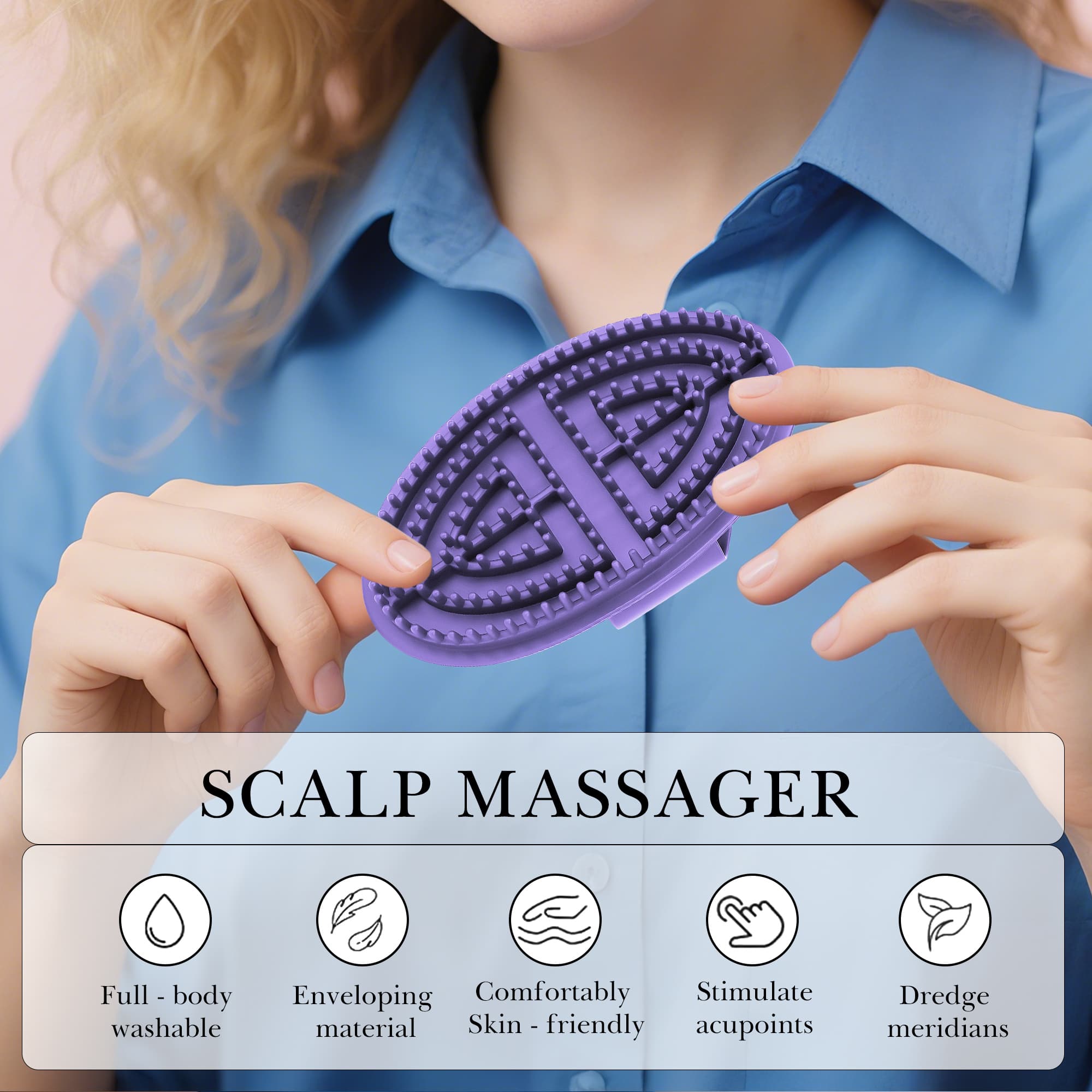ReignSword 2Pcs Meridian Brush Massage Set, Beauty Salon Professional Acupressure Comb, Full Body Relaxation Therapy Tools, Portable Handheld Cepillo De Meridianos Para Masajes (Purple) - 3