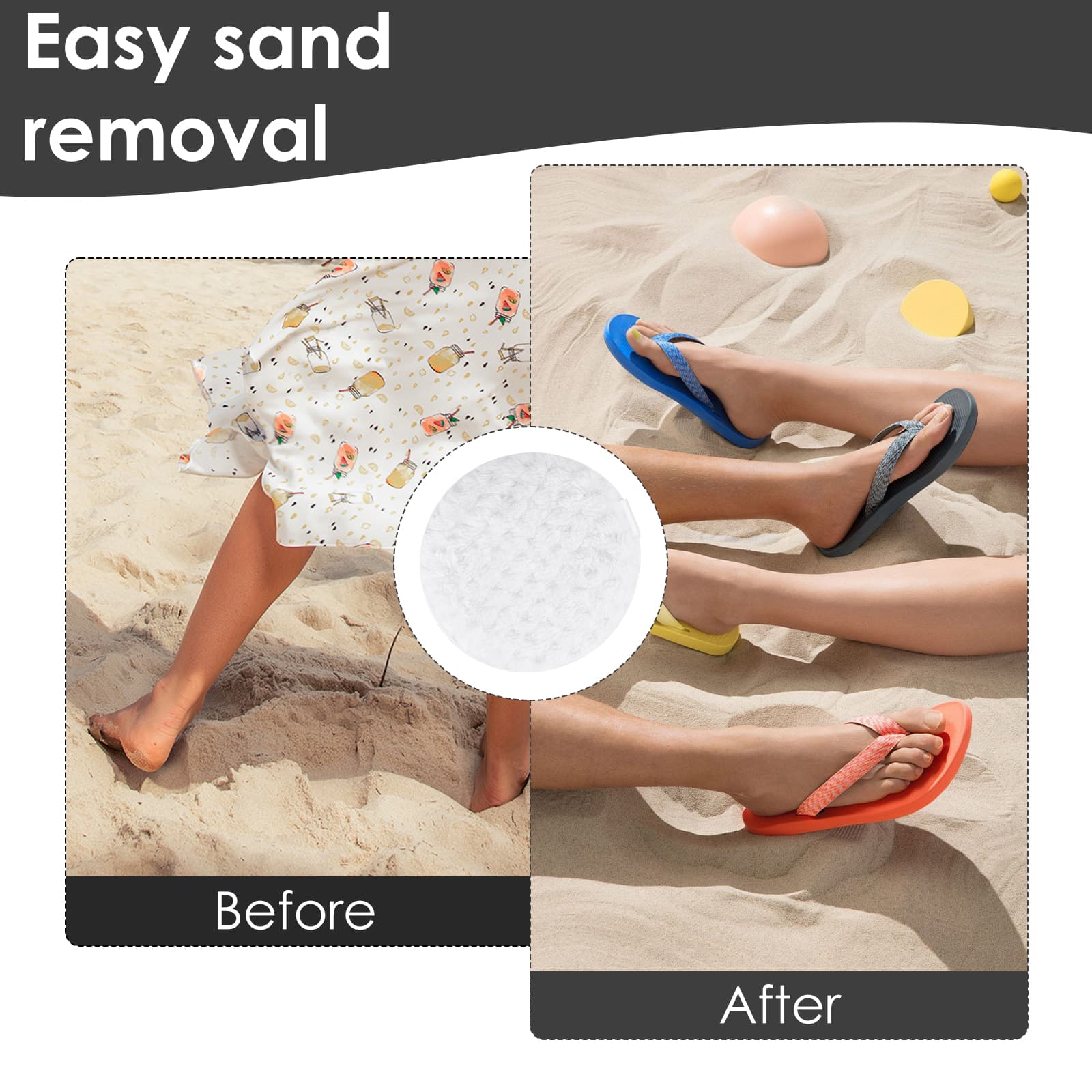 ReignSword Sand Remover for Beach, Reusable Sand Wipe Off Mitts with Carabiner, Talc-Free Sand Off Bags for Beach Vacation Camping Essentials (White) - 4