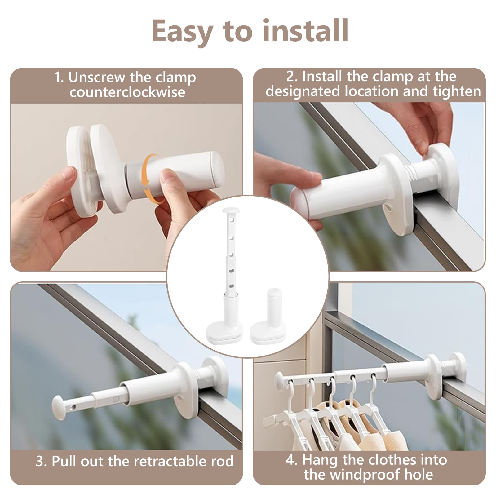 ReignSword 2 Pack Foldable Travel Hangers, Clothes Drying Rack for Bathroom, Bedroom and Cabinet, Wall Mounted Clothes Drying Rack (White) - 5