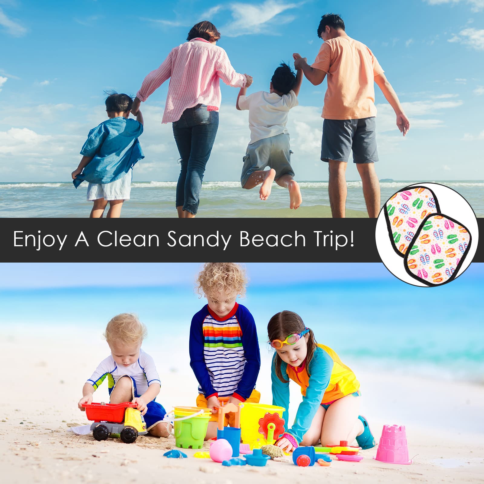 ReignSword Sand Remover for Beach, 2 Pcs Sand Off Beach Mitts Sand Removal Bag, Beach Vacation Camping Accessories Essentials - 5