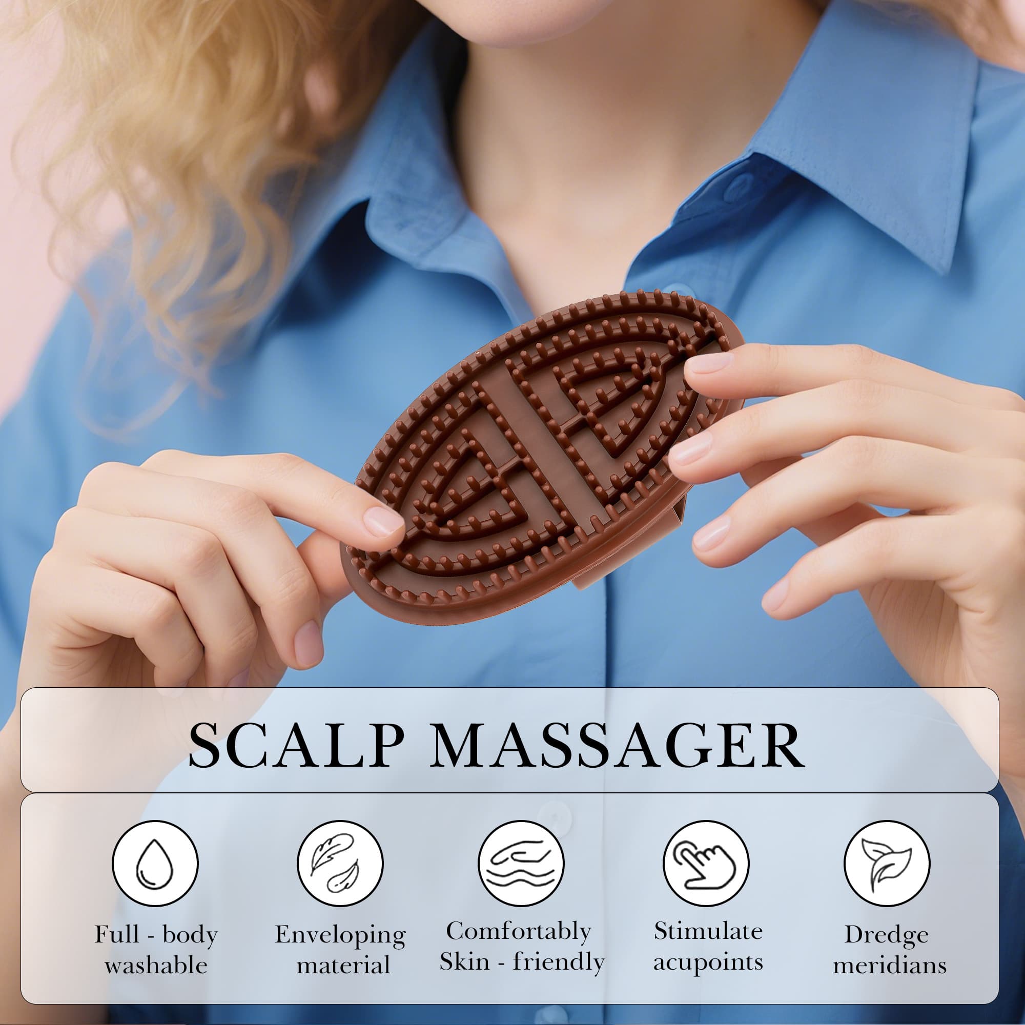 ReignSword 2Pcs Meridian Brush Massage Set, Beauty Salon Professional Acupressure Comb, Full Body Relaxation Therapy Tools, Portable Handheld Cepillo De Meridianos Para Masajes (Coffee) - 3
