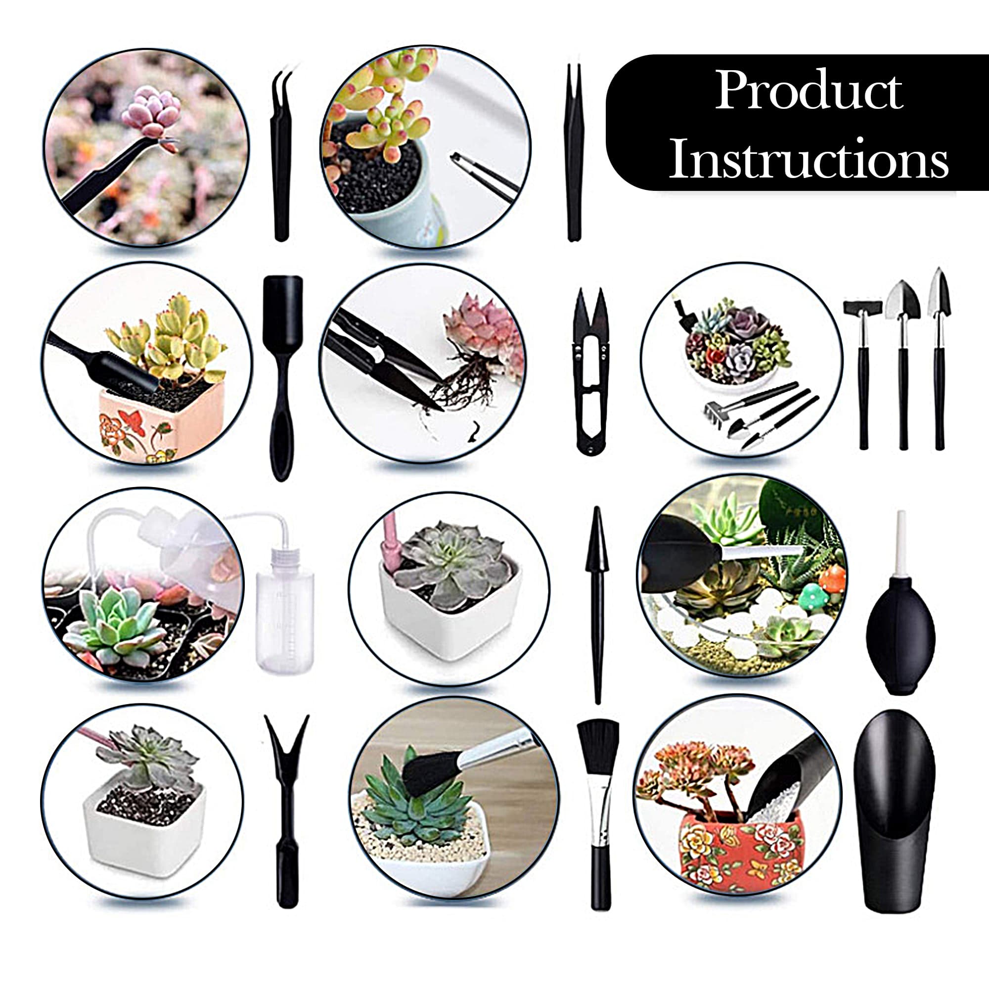 ReignSword 30 Pcs Gardening Tools Set, Handhold Transplanting Succulent Tools Kits, Multifunction Bonsai Tools Included Various Parts, Fits Succulent, Potted Plants Transplant - 2