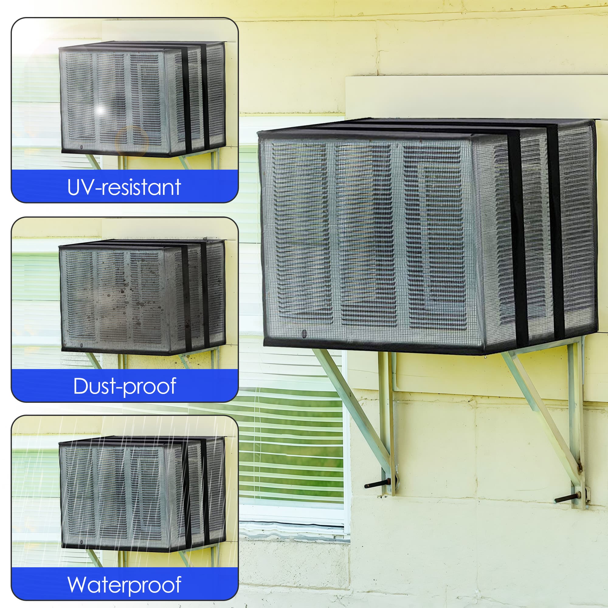 ReignSword Outside Mesh Window Air Conditioner Cover, Window Ac Unit Cover to Protect Against Leaves, Weeds and Debris (25.5''W x 16.9''D x 21.2''H) - 1
