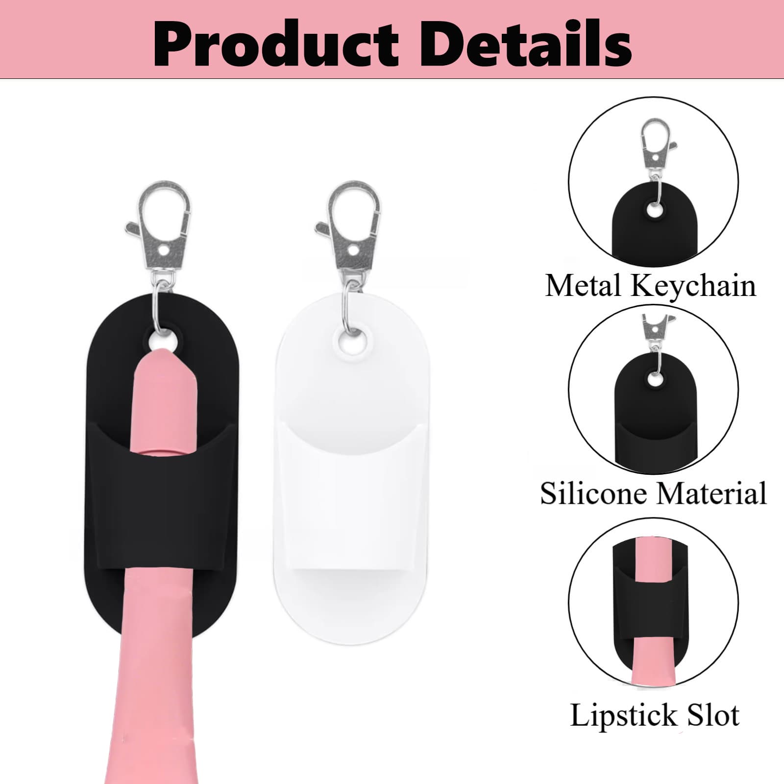 ReignSword 4 Pcs Silicone Lip Gloss Holder Keychain for Women, Portable Slim Lipstick Sleeves Lip Balm Carrier Cover for Lanyard, Bag and Wallet Accessories - 4