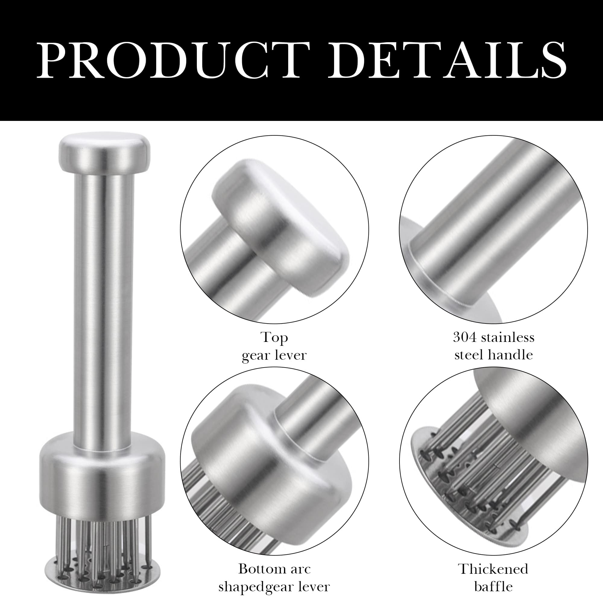 ReignSword Stainless Steel Meat Tenderizer Tool, Meat Tenderizer and Pounder with 21 Sharp Needles, Meat Tenderizer Mallet for Kitchen Tenderizing Steak, Beef, Chicken, Pork (Dishwasher Safe) - 2