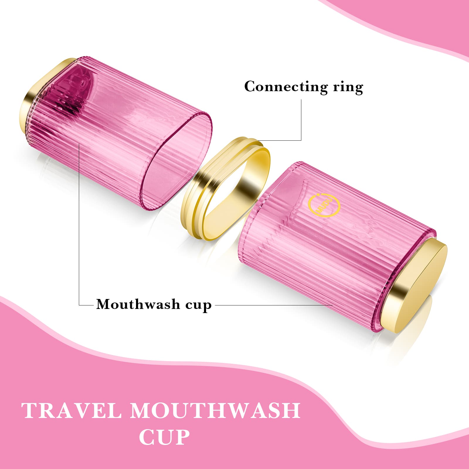 ReignSword Travel Toothbrush Cup Holder, 2 in 1 Portable Toothbrush Case with Cover, Toothbrush Cup Case for Bathroom, Camping, School, Home (Pink) - 2