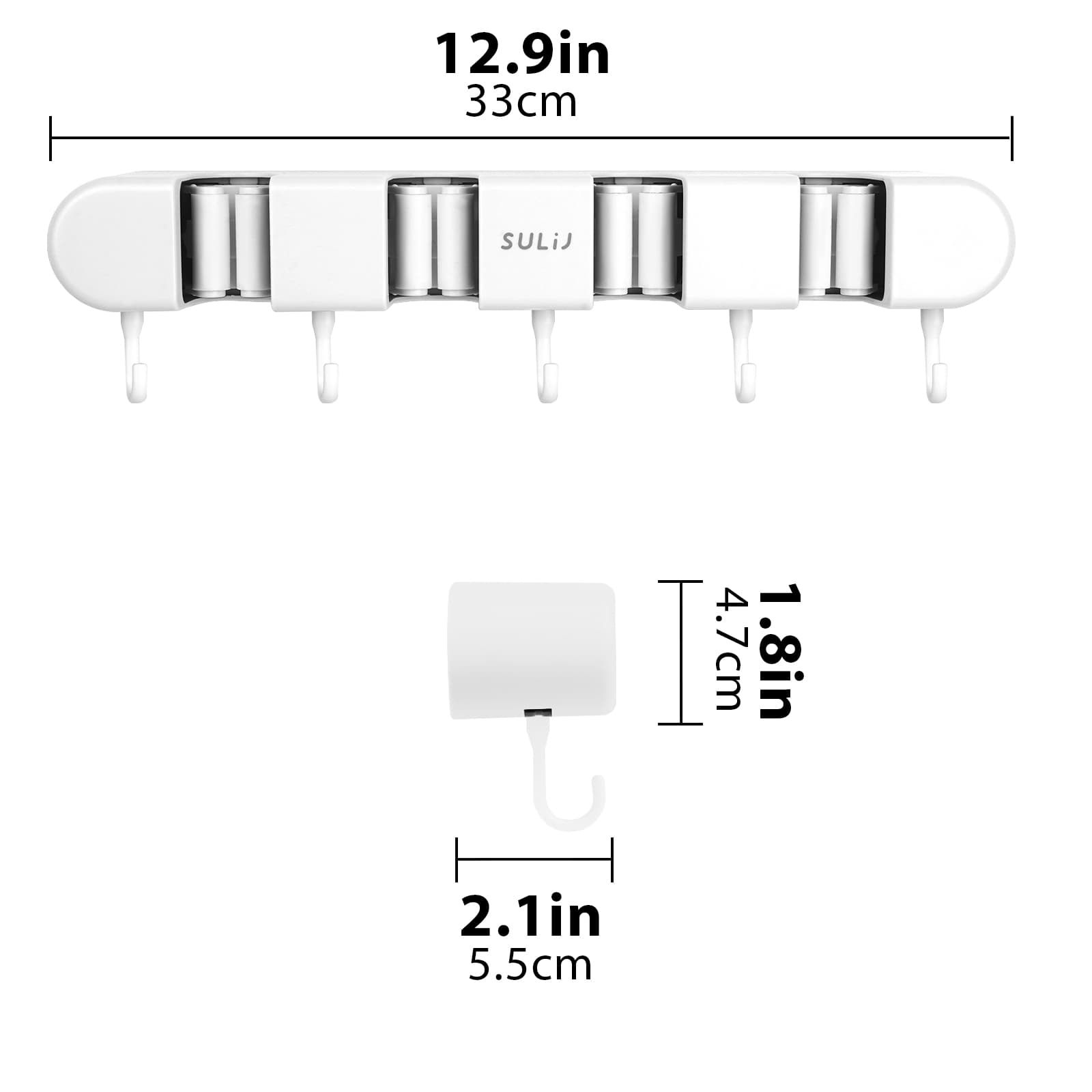 ReignSword Hair Straightener Holder Wall Mounted, Adhesive Curling Iron Holder for Bathroom, 4 Racks and 5 Hooks Hair Tool Organizer for Flat Irons, Curling Wands (White) - 1
