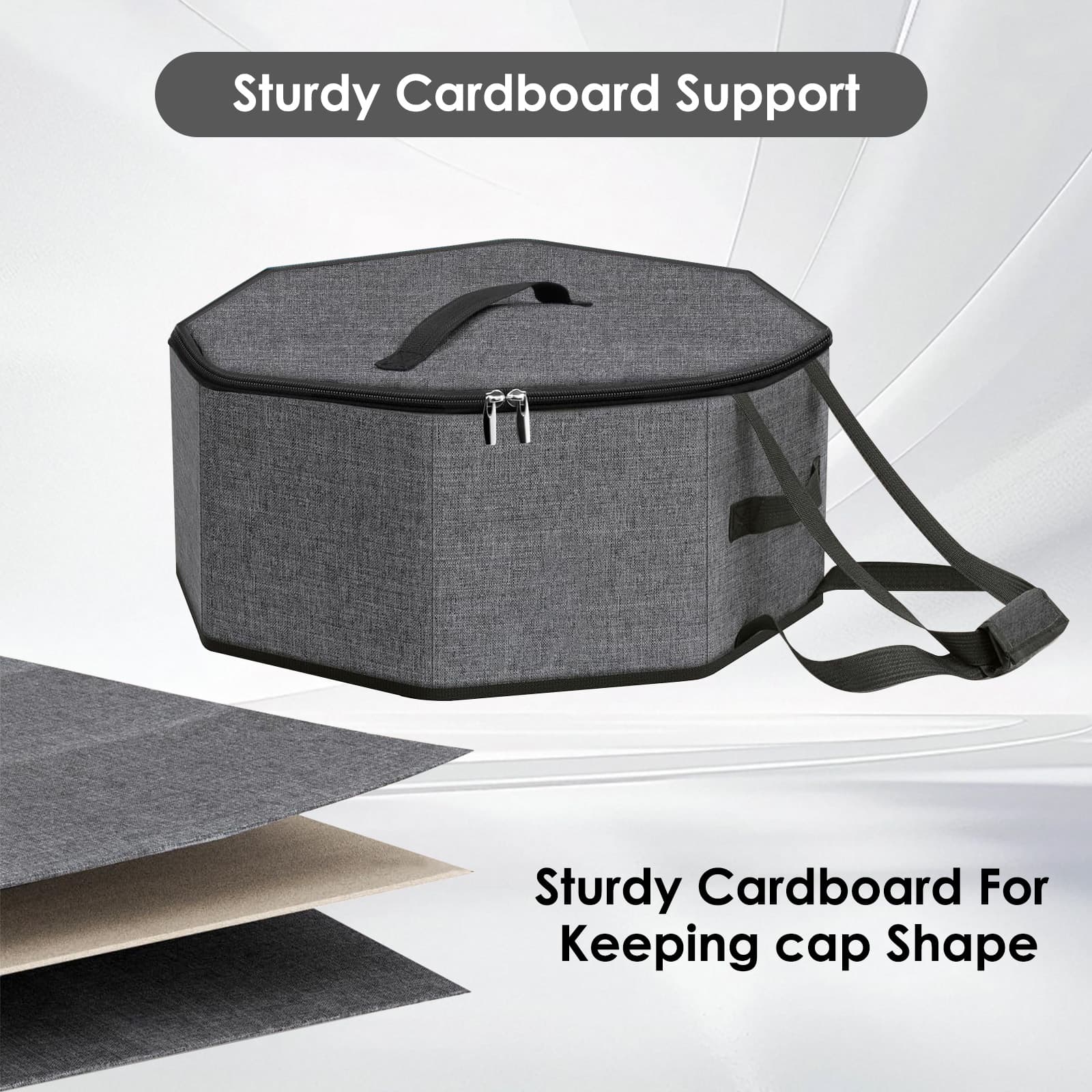 ReignSword Hat Box for Travel and Storage, Collapsible Large Hat Travel Case for Cowboy with Handles, Cowboy Cap Organizer with Door Hook for Women & Men (Grey) - 4