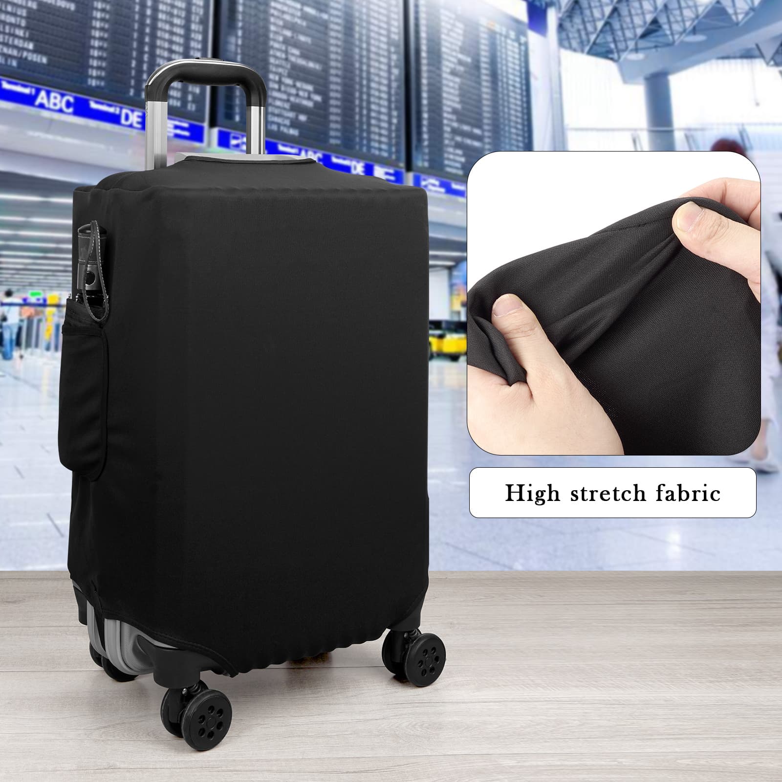ReignSword Travel Luggage Cover Suitcase Protector Fit 29-32 Inch Luggage, Washable Luggage Covers with Side Pocket for Suitcase Tsa Approved (Black, XL) - 3