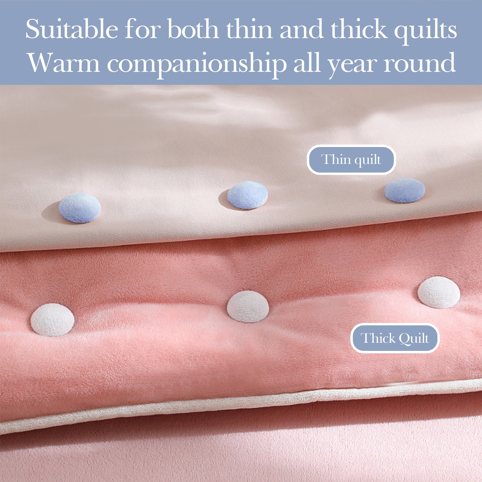 ReignSword 20 Pcs Duvet Clips and Threading Tool, Soft Duvet Snaps to Hold Comforter Inside, Invisible Quilt Fixing Clips Duvet Pins for Quilts Blanket Sheet (White, Blue) - 2
