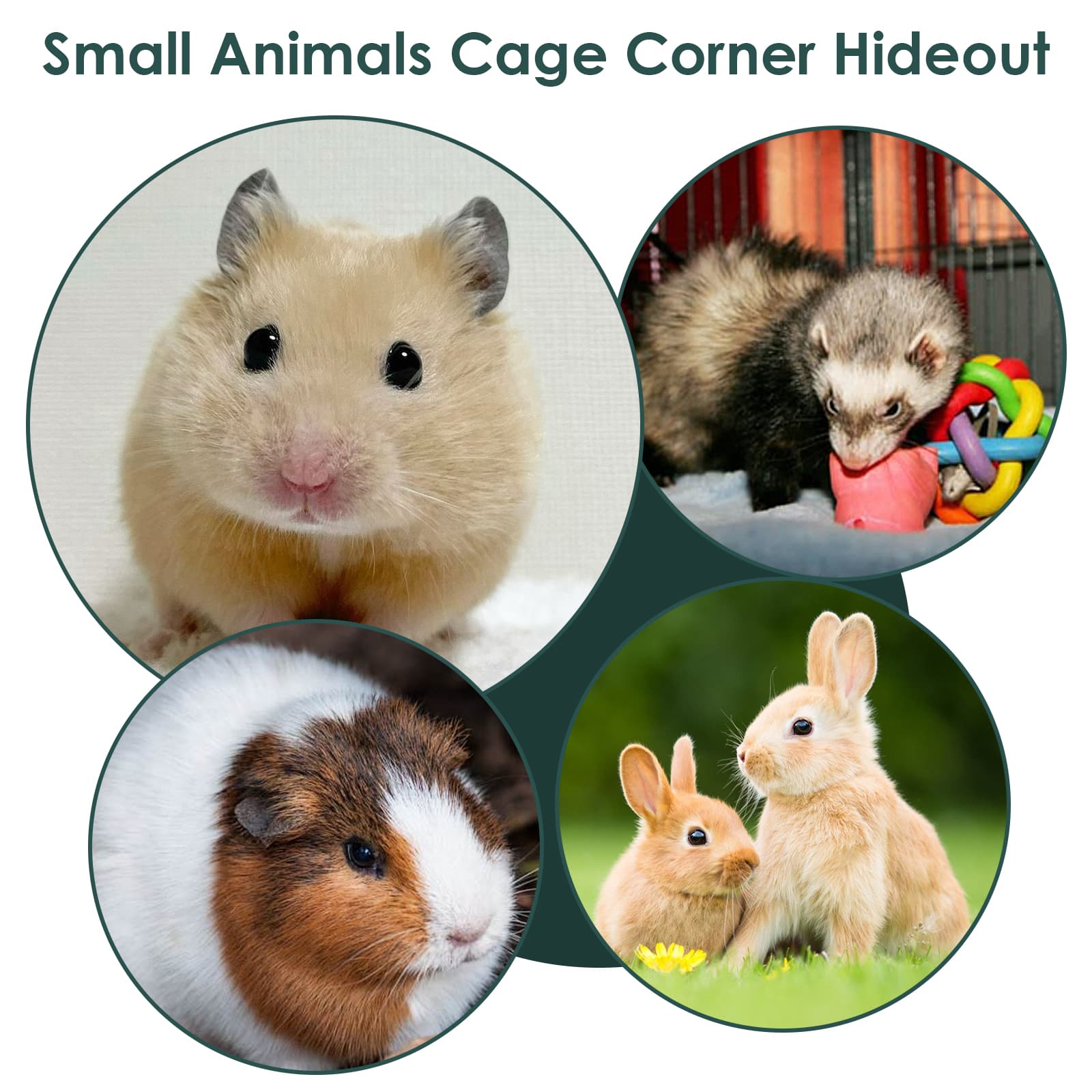 ReignSword Forest Cage Corner Hideout, Pets Corner Hideout for Guinea Pigs, Rabbits, Ferrets, Chinchillas, Gerbils, Hedgehogs (Green) - 5