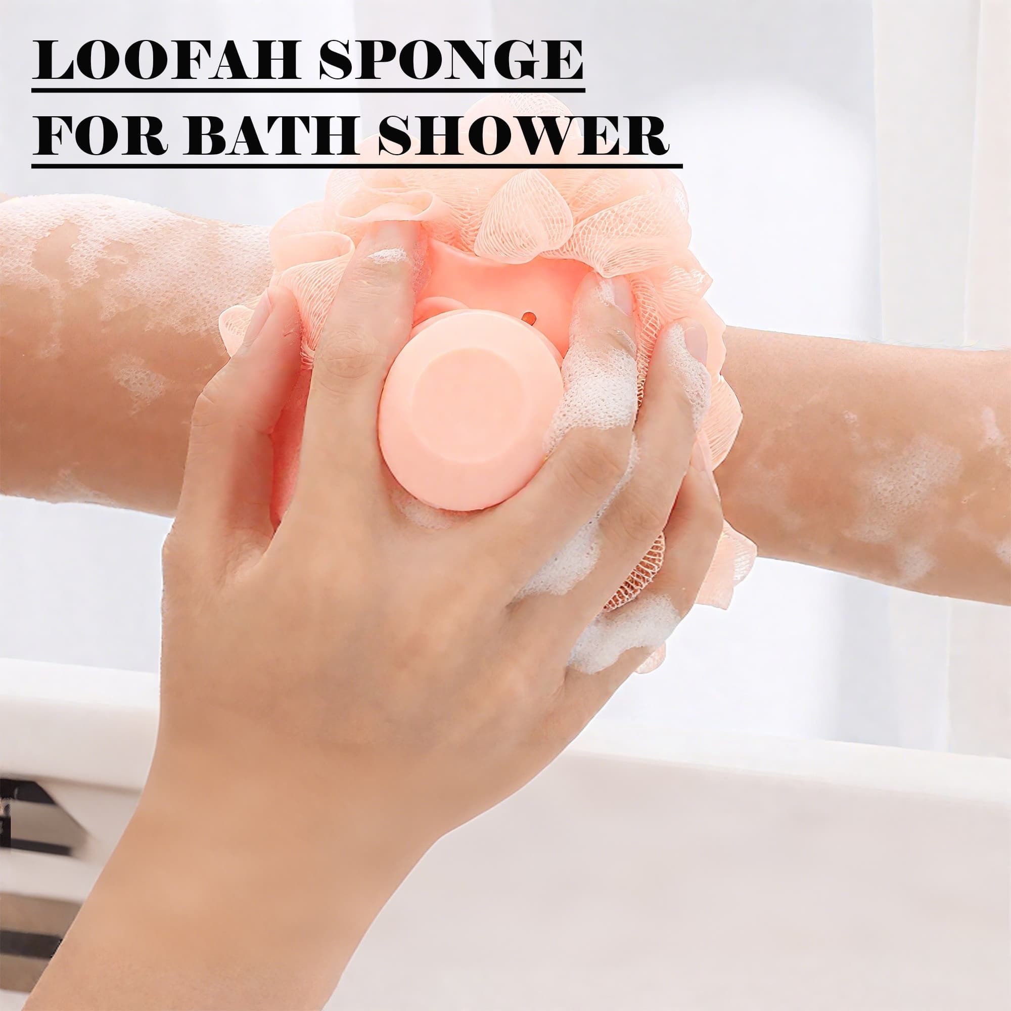 ReignSword 3 Pack Shower Loofah Bath Sponge with Soap Dispenser, Mesh Exfoliating Body Scrubber for Men and Women, Soft Body Wash Puff for Bathroom (Light Purple, Sky Blue, Orange) - 5