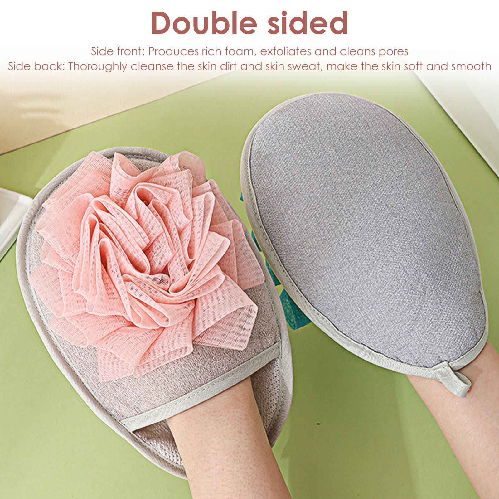 ReignSword 3 Pack Bath Shower Pouf Sponge, Mesh Brush Bath Shower Glove with Flower Bath Ball, Exfoliating Body Sponge Pad for Women - 2