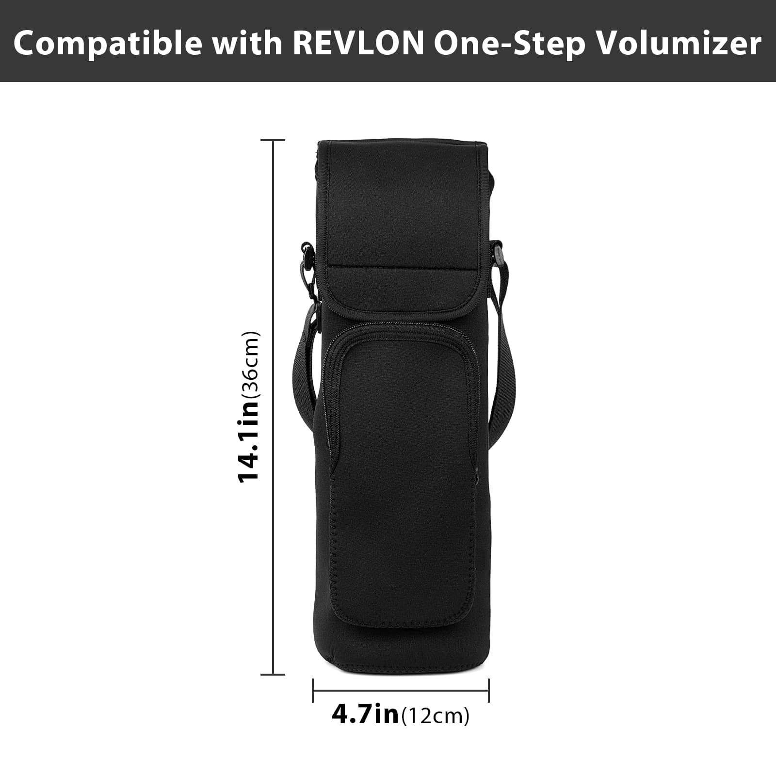 ReignSword Neoprene Travel Case Compatible with REVLON One-Step Volumizer, Portable Storage Organizer Bag Hair Tools Travel Bag (Black) - 1