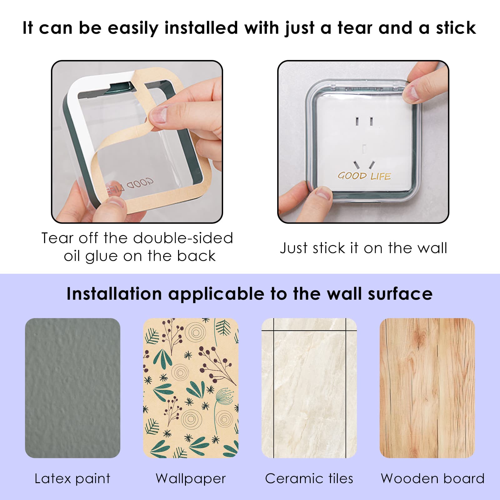ReignSword Weatherproof Electrical Outlet Cover, Adhesive Outdoor Receptacle Cover, Dust-Proof Plug Cover, Receptacle Protector for Bathroom, Kitchen and Balcony (Green) - 3