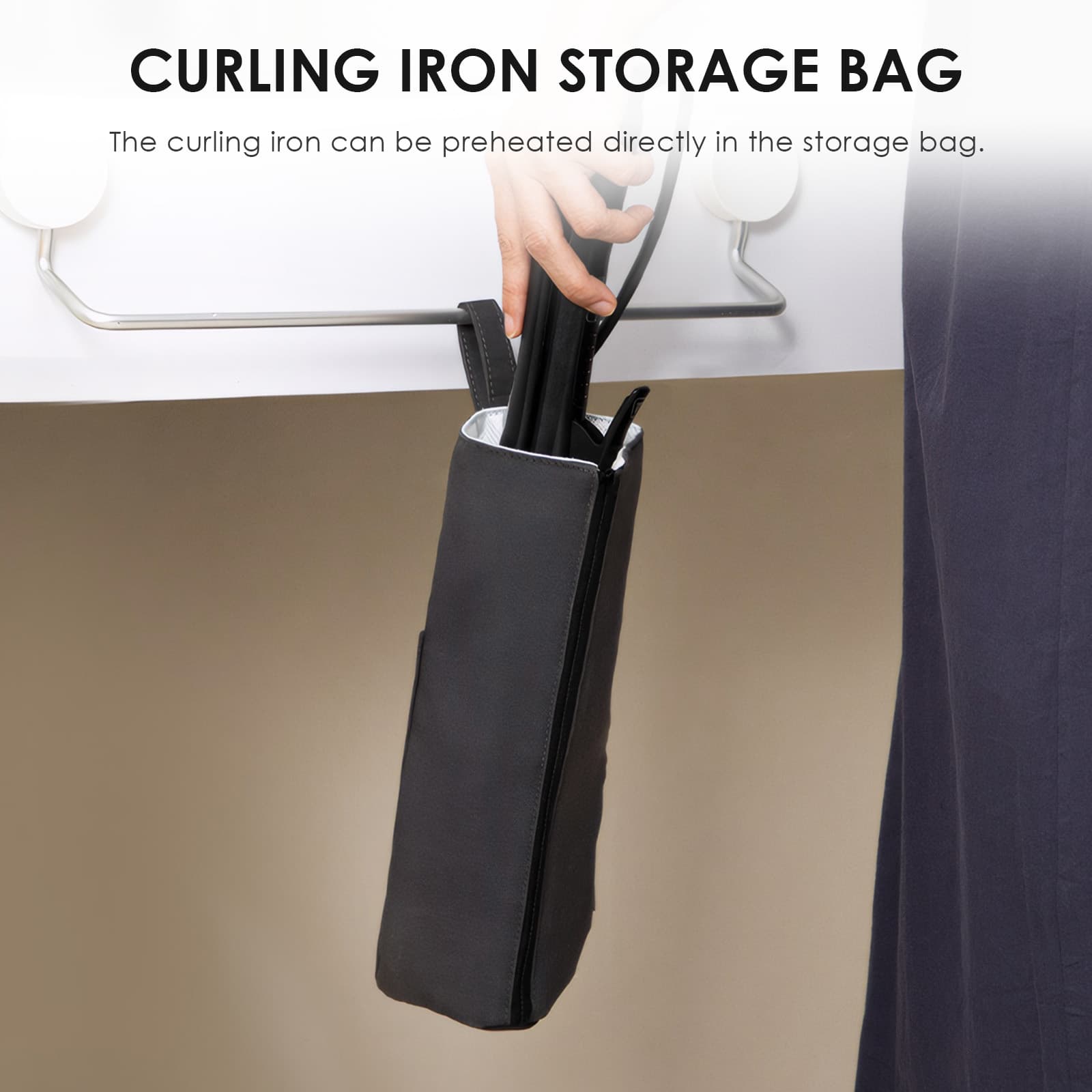 ReignSword Hair Tools Travel Bag, Heat Resistant Hot Iron Holder, Portable Hot Iron Mat for Curling Iron, Flat Iron, Hair Straightener (Black) - 4