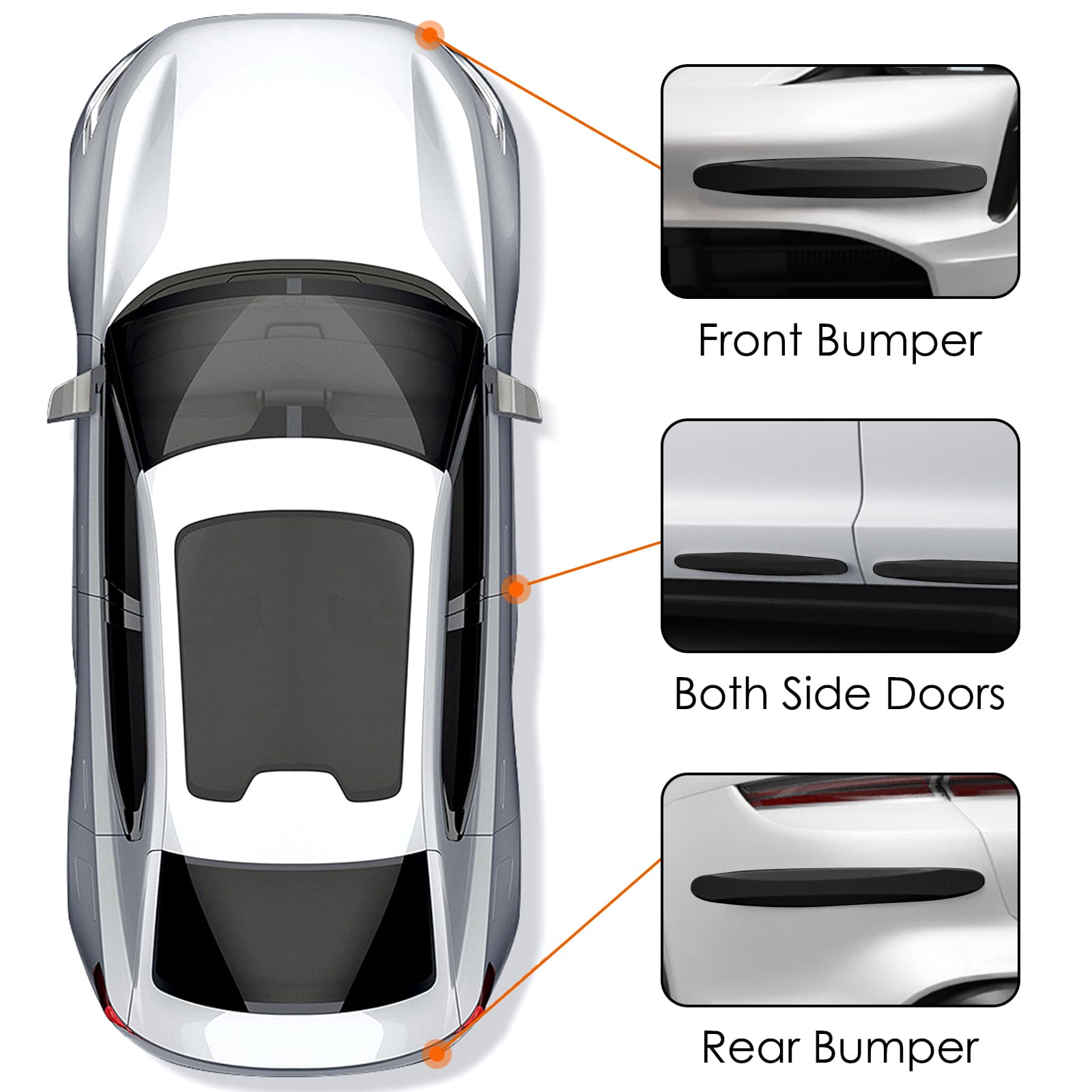 ReignSword 4 Pcs Car Corner Bumper Guard Strip, Anti-Scratch Protector Trim Strips, Universal for Cars SUV Pickup Truck (Black) - 5