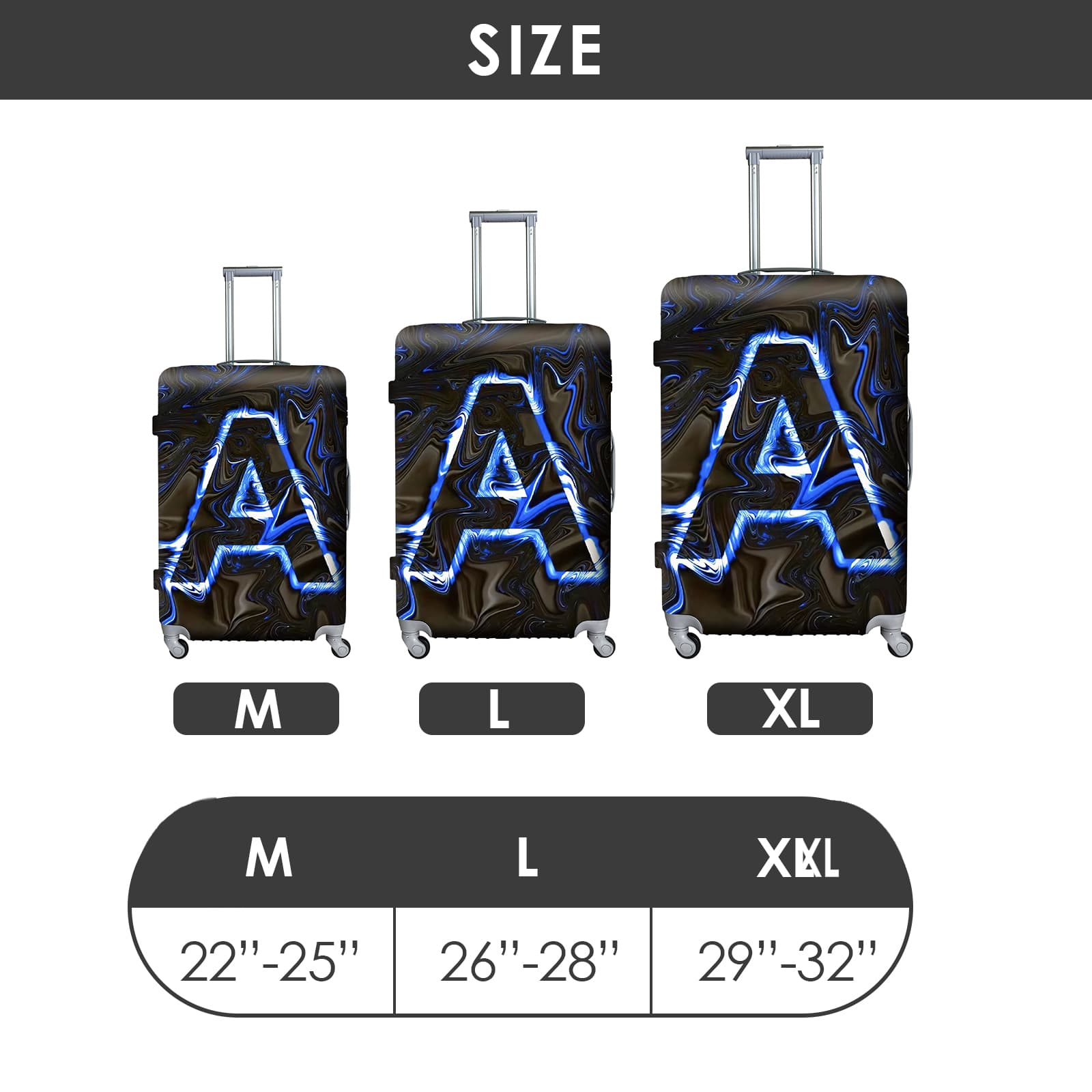 ReignSword Luggage Covers for Suitcase Tsa Approved, Travel Suitcase Cover Protector Fits 22-24 Inch Luggage, Washable Baggage Covers (M, Personality Cyber ​​9) - 1