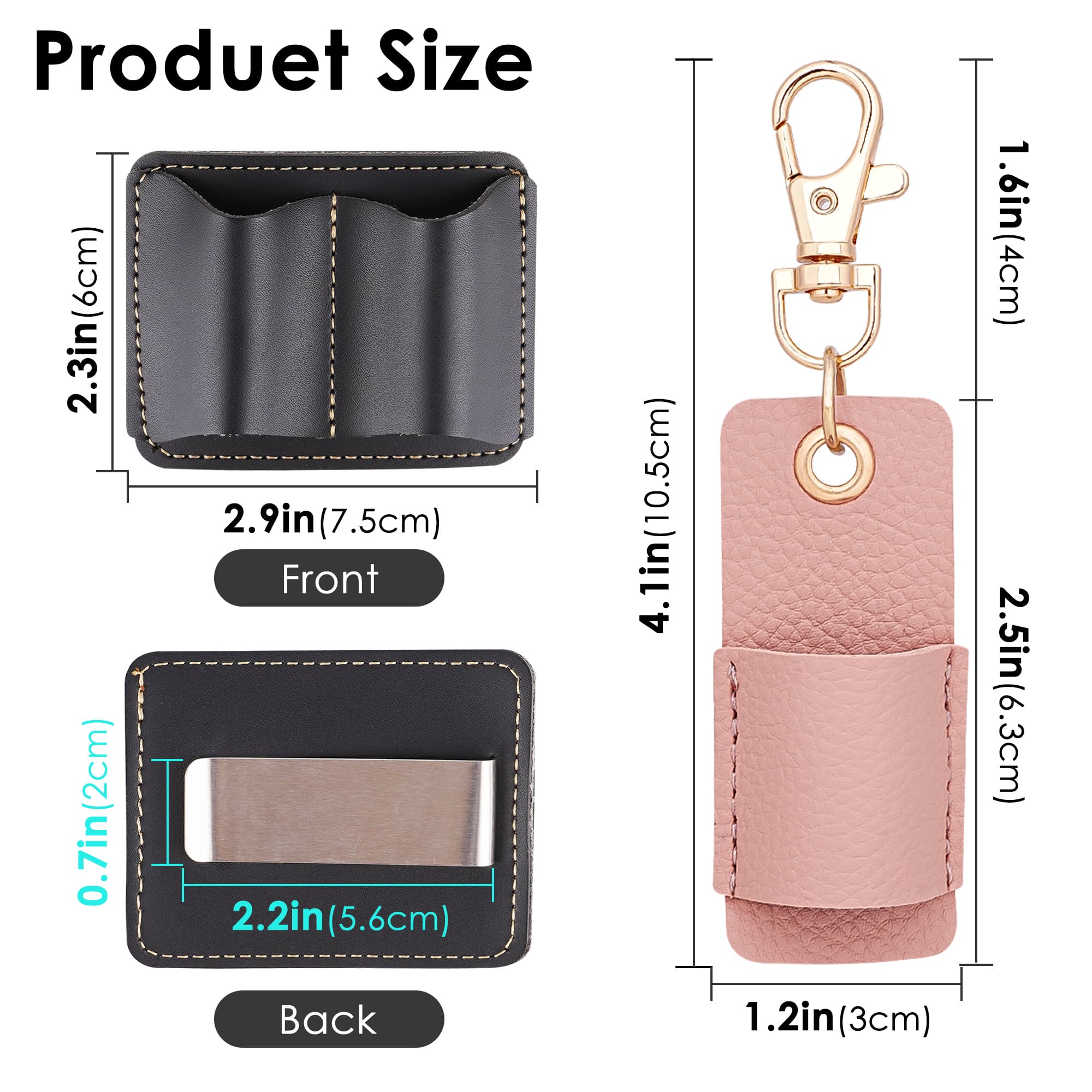 ReignSword Vegan Leather Pen keychain Holder, Double Pen Holder Clip for Notebook, Portable Pen Lanyard for Signature, Ballpoint, Marker Pens - 2