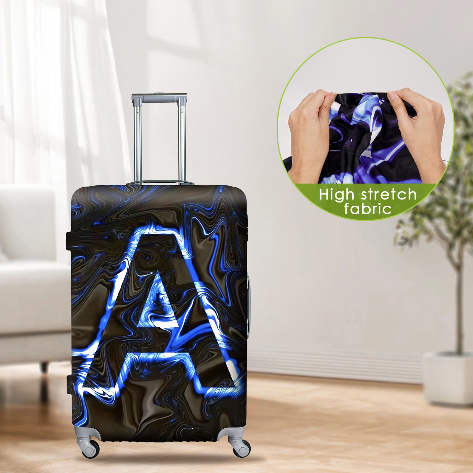 ReignSword Luggage Covers for Suitcase Tsa Approved, Travel Suitcase Cover Protector Fits 26-28 Inch Luggage, Washable Baggage Covers (L, Personality Cyber ​​9) - 3