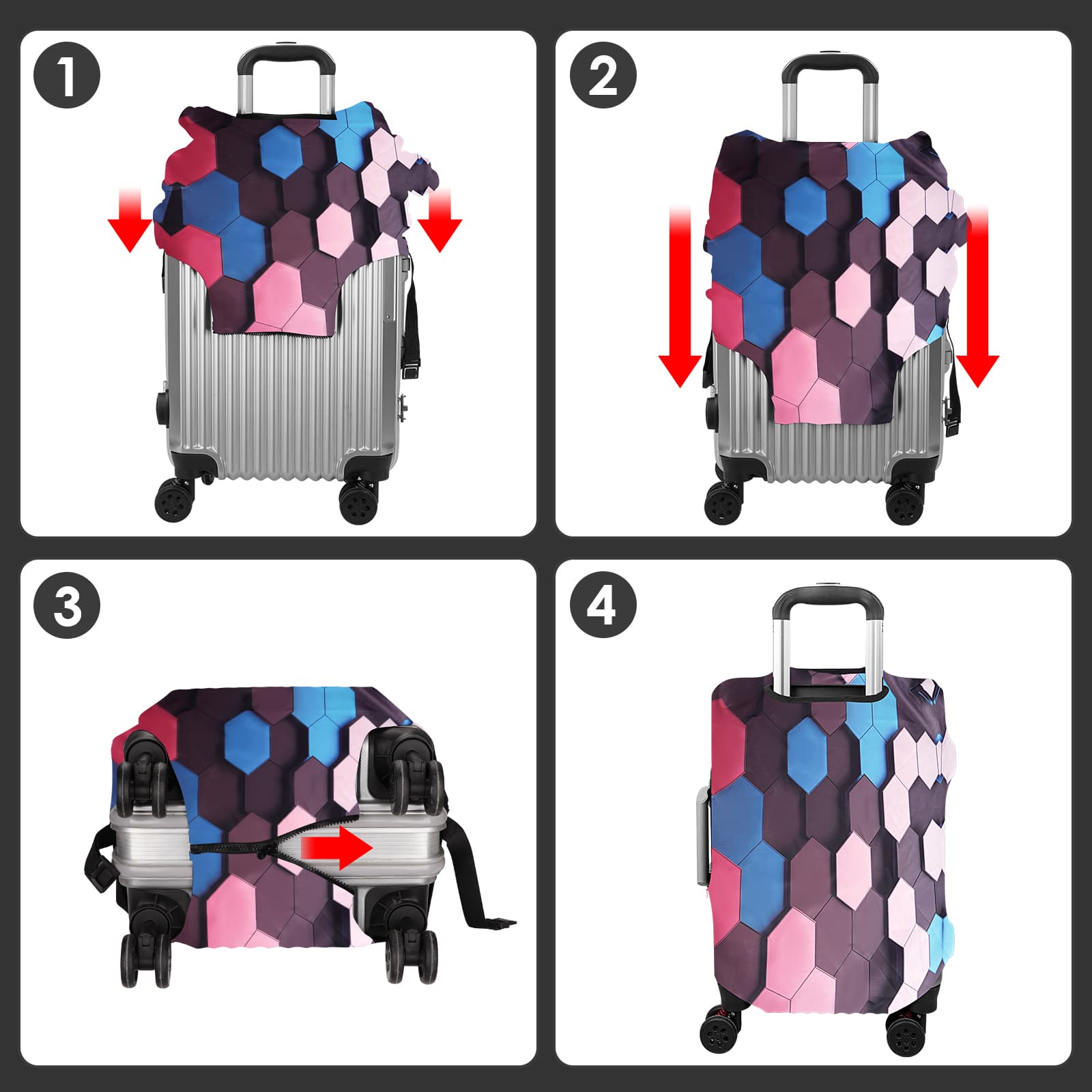 ReignSword Travel Luggage Cover Suitcase Protector Fit 29-31 Inch Luggage, Washable Luggage Covers for Suitcase Tsa Approved (H941, XL) - 4