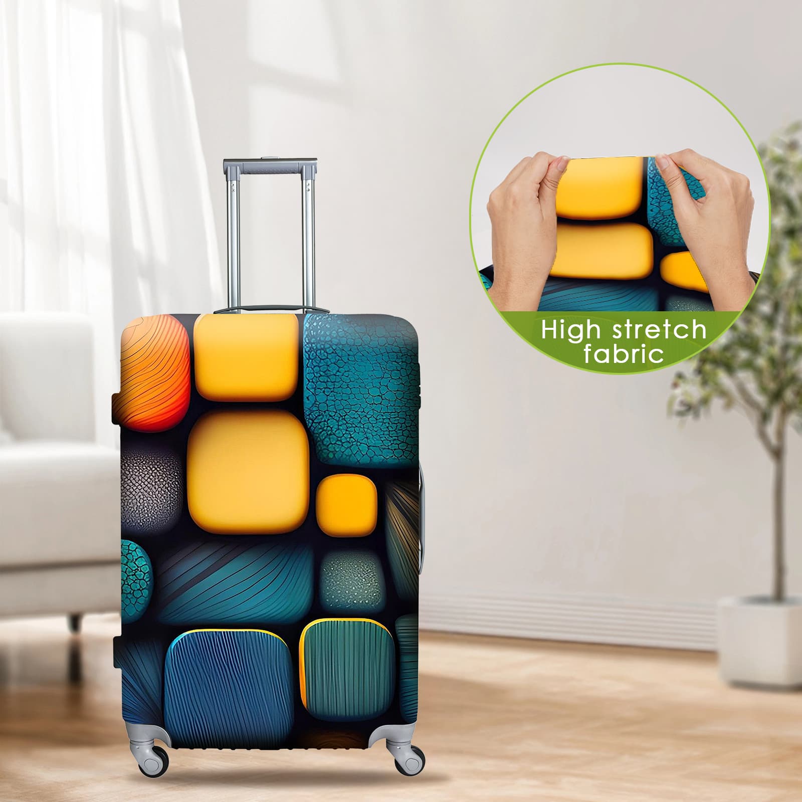 ReignSword Luggage Covers for Suitcase Tsa Approved, Travel Suitcase Cover Protector Fits 22-24 Inch Luggage, Washable Baggage Covers (M, Personality Cyber ​​7) - 3