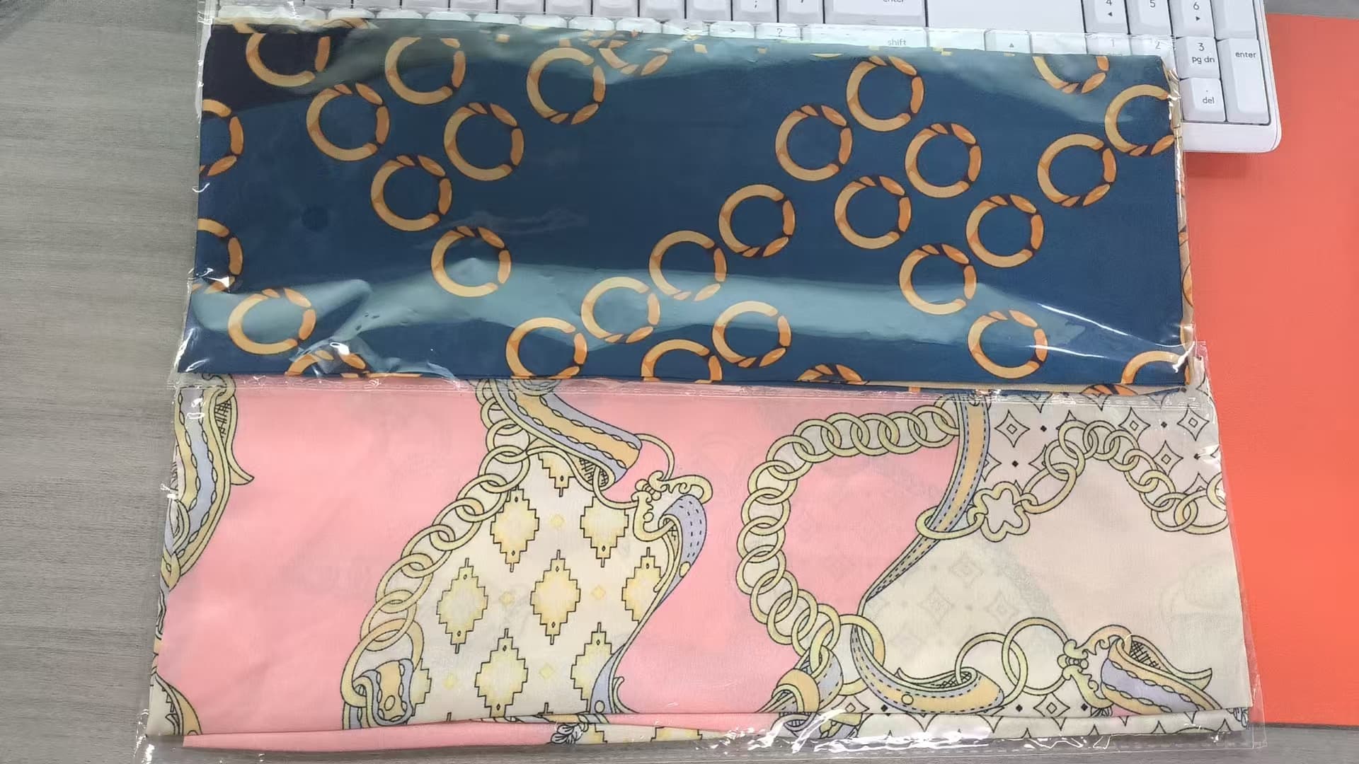 ReignSword Like Silk Neck Head Scarf for Women, Fashion Printed Neck Wrap, Hair Tie and Handbag Accessory, Lightweight Breathable 5.5 x 59 Inch Long Scarf (2 Pcs, Style Mix A) - 6