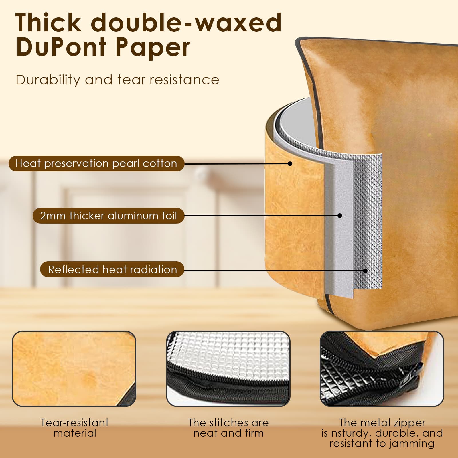 ReignSword BBQ Blanket for Resting Meat, 21 Inch BBQ Blanket Meat Resting Bag with 2 Silicone Oven Gloves, Reusable Insulated Smoker Grilling Resting Blanket with Wide Mouth - 3