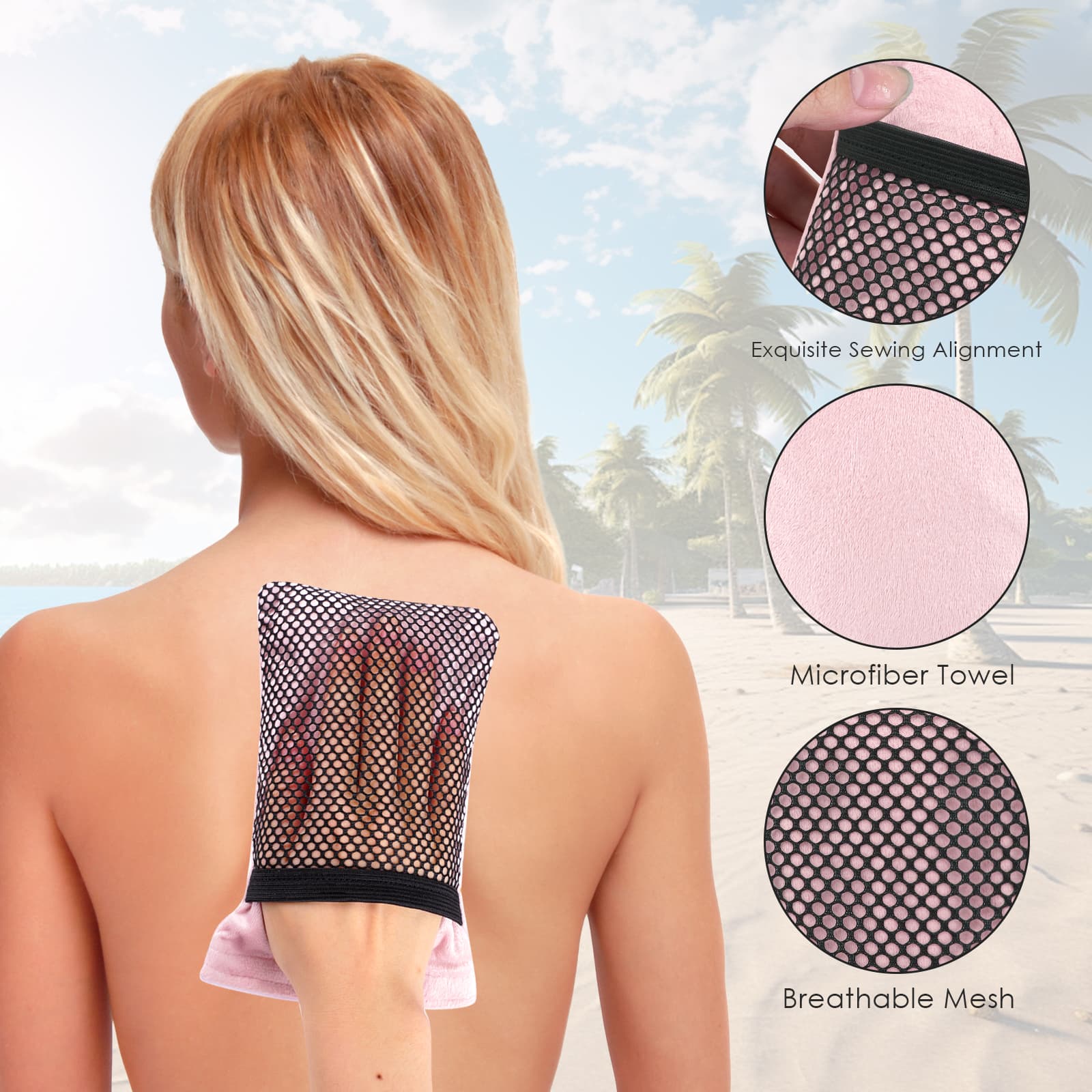 ReignSword  2 Pack Sand Remover for Beach, Sand Removal Bags, Skin-Friendly Sand Off Bags, Beach Vacation Camping Accessories Essentials (Pink) - 2