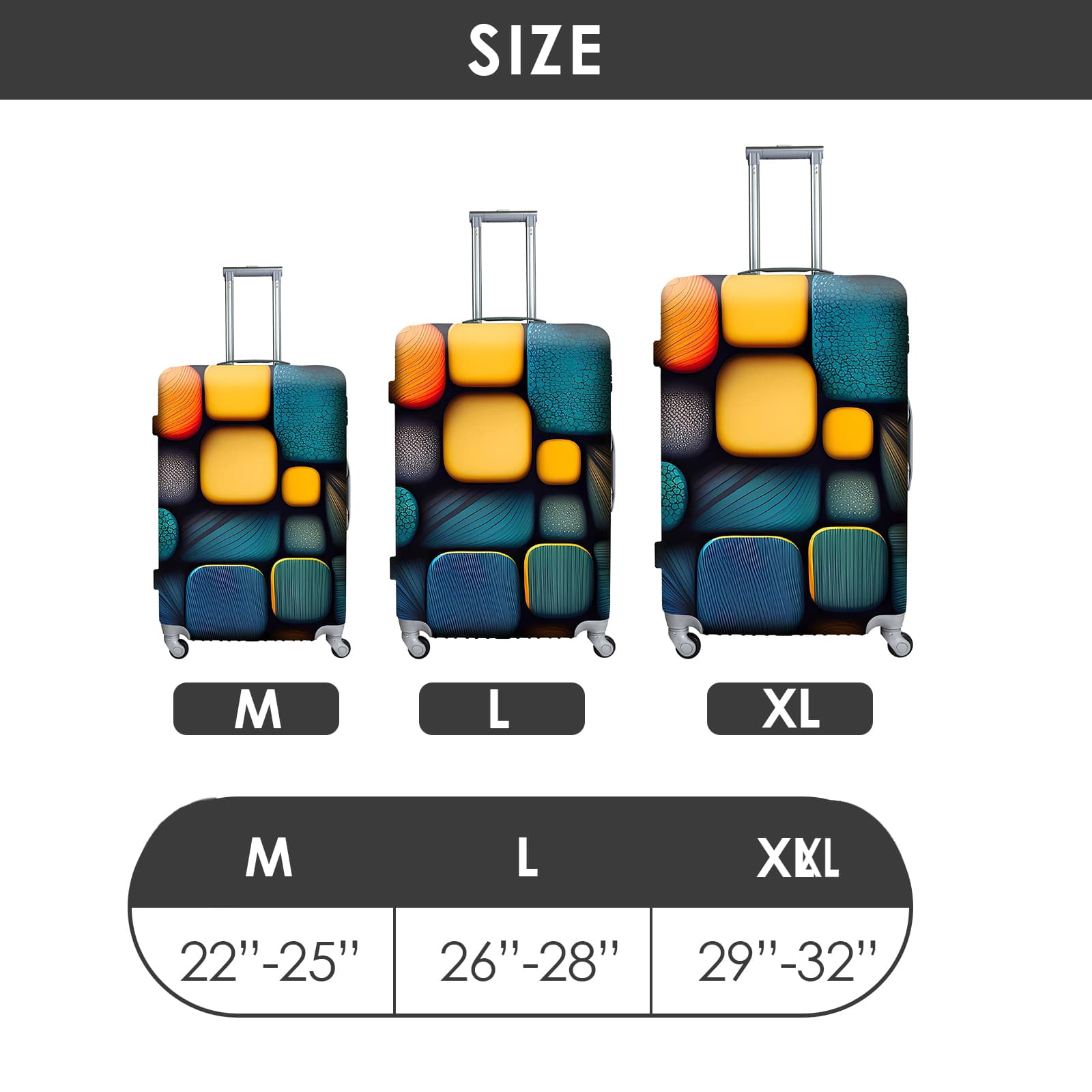 ReignSword  Luggage Covers for Suitcase Tsa Approved, Travel Suitcase Cover Protector Fits 26-28 Inch Luggage, Washable Baggage Covers (L, Personality Cyber ​​7) - 1