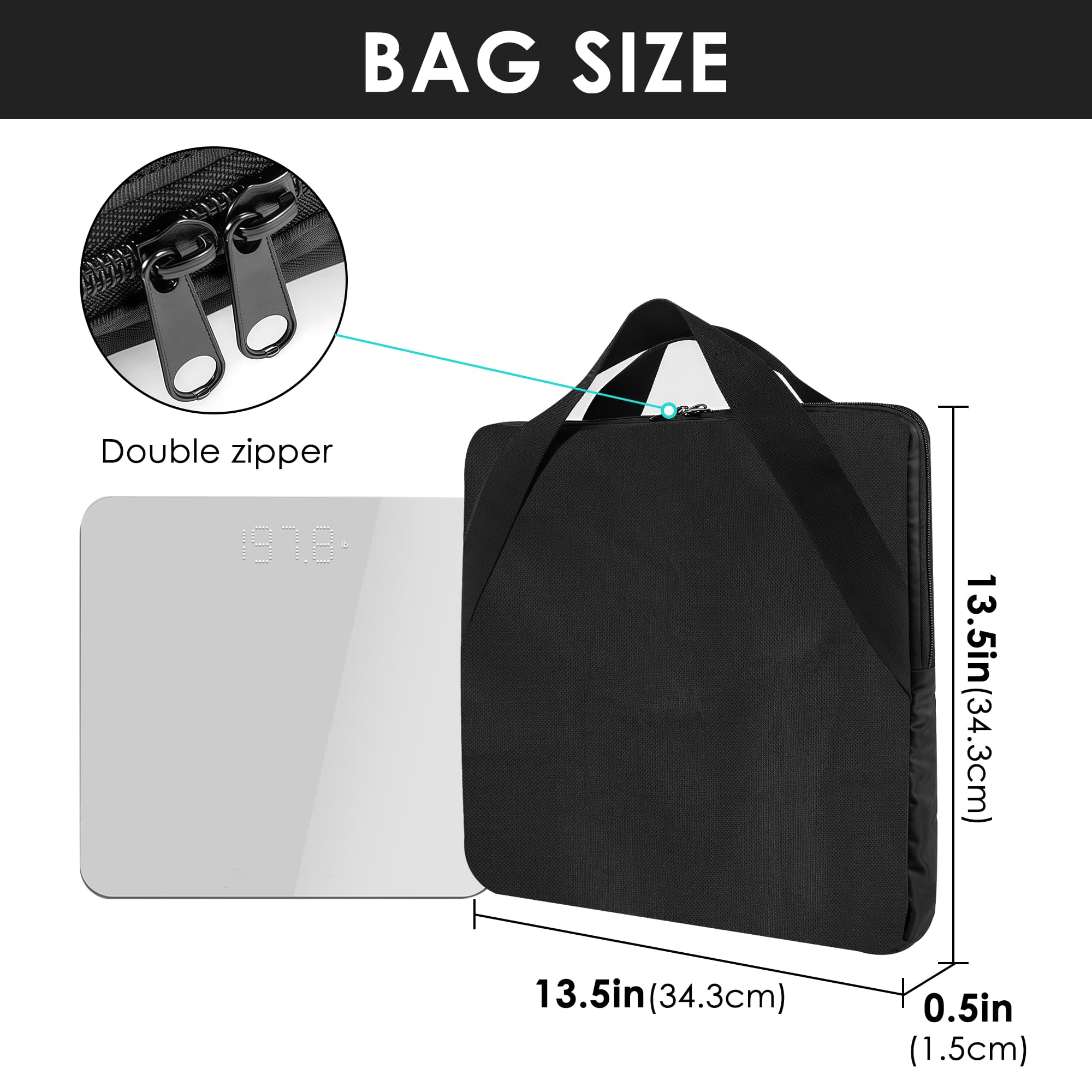 ReignSword Carrying Bag for Body Scale, Compatible with INEVIFIT Bathroom Scale, Travel Storage Case for Digital Bathroom and Smart Scales, 13.5 x 13.5 Inch Protective Pouch (Black) - 1