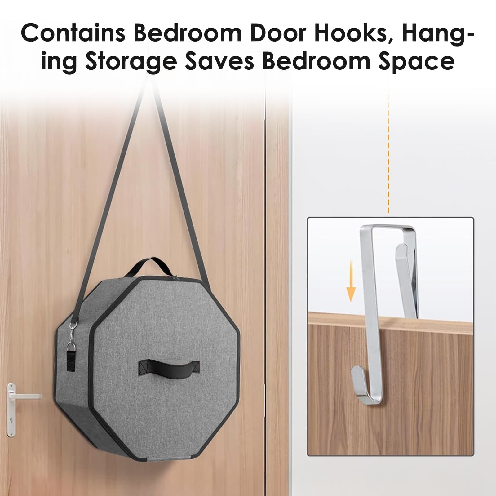 ReignSword Hat Box for Travel and Storage, Collapsible Large Hat Travel Case for Cowboy with Handles, Cowboy Cap Organizer with Door Hook for Women & Men (Grey) - 3