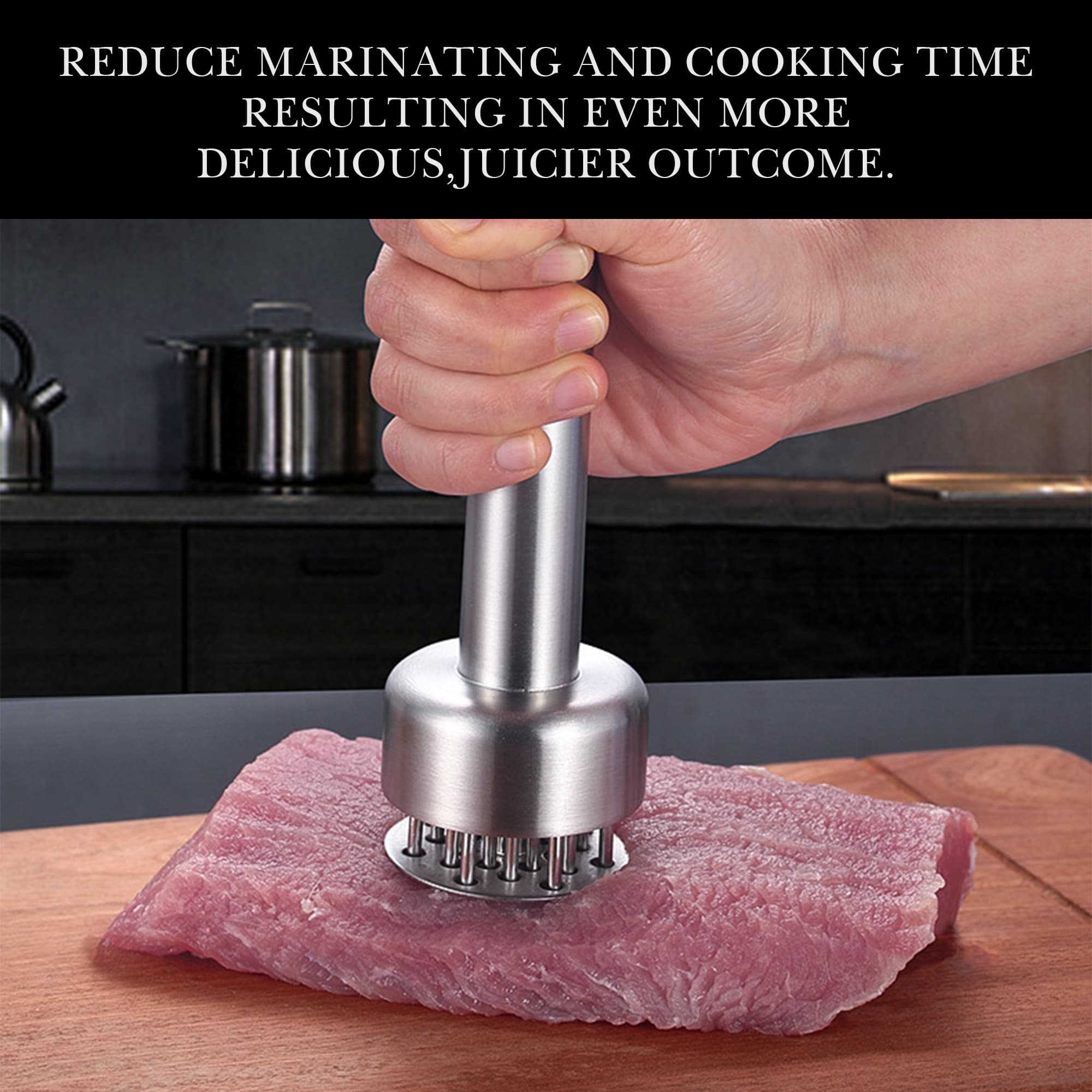 ReignSword Stainless Steel Meat Tenderizer Tool, Meat Tenderizer and Pounder with 21 Sharp Needles, Meat Tenderizer Mallet for Kitchen Tenderizing Steak, Beef, Chicken, Pork (Dishwasher Safe) - 4