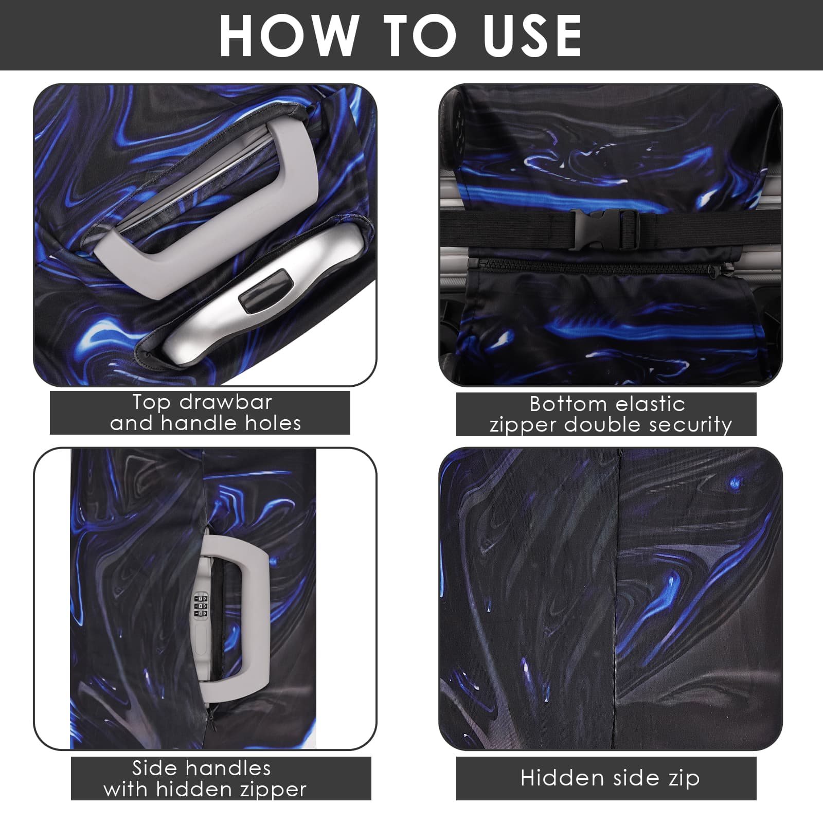 ReignSword Luggage Covers for Suitcase Tsa Approved, Travel Suitcase Cover Protector Fits 26-28 Inch Luggage, Washable Baggage Covers (L, Personality Cyber ​​9) - 2